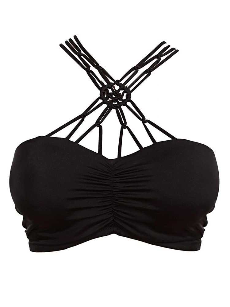 Freya Women's Standard Macramé Molded Bandeau Underwire Bikini Top - Comfortable Swimwear for Beach, Pool & Summer Vacations