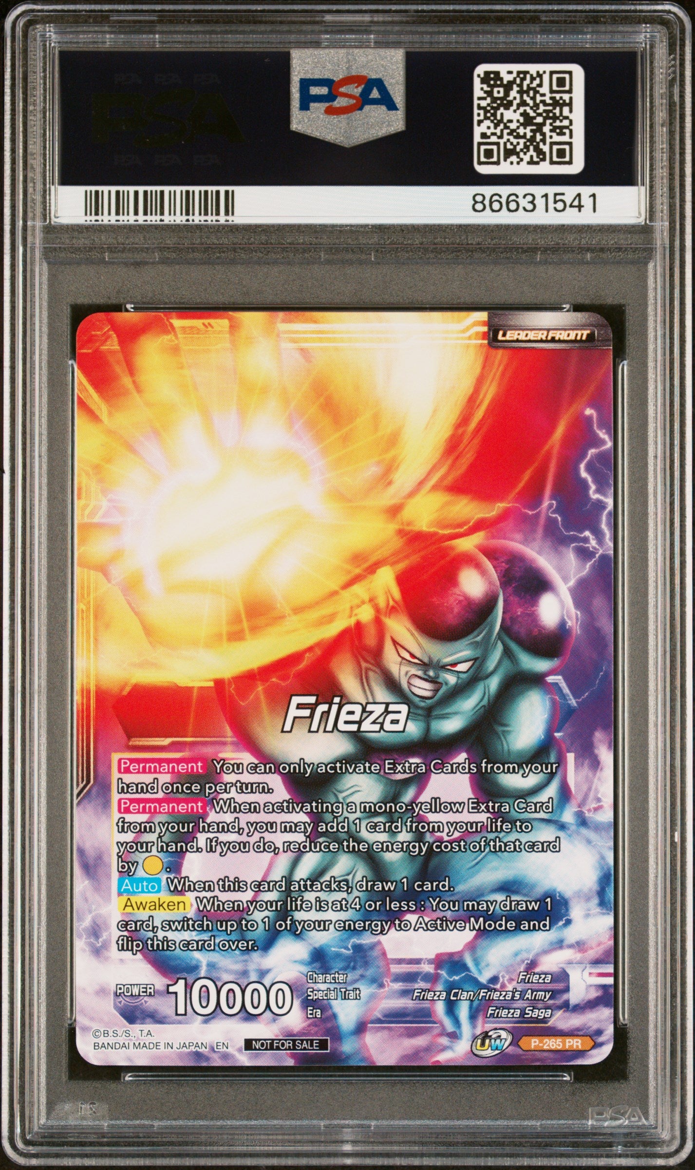 2021 Dragon Ball Super Unison Warrior MCH Frieza RSC MNRCH #P 265 PSA 10 Graded Card - Perfect for Collectors, Display & Anime Fans