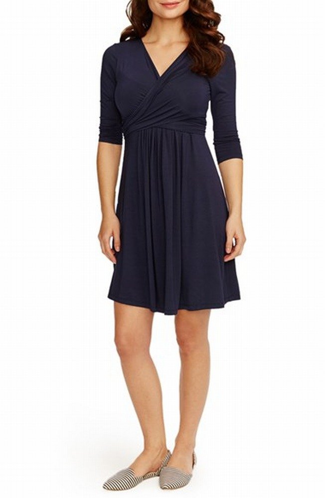 Rosie Pope Women's Maternity 3/4 Sleeve Wrap Dress - Flattering Pregnancy Outfit for Work, Baby Shower & Special Occasions