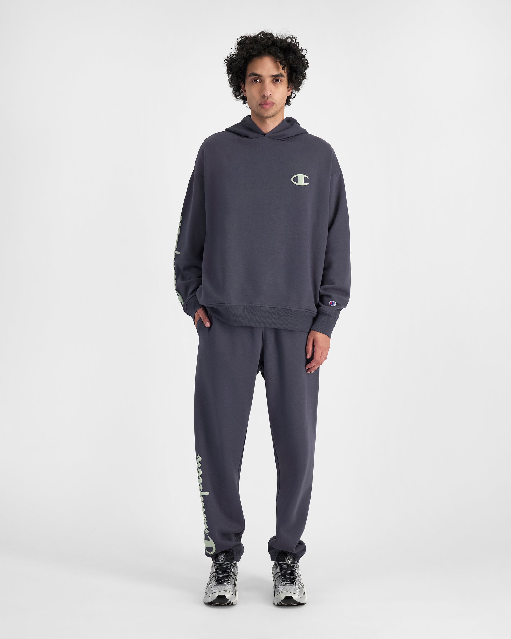 Champion Men's Legacy Puff Hoodie - Graphite Grey | Comfortable & Stylish Pullover for Casual Wear, Gym, and Outdoor Activities
