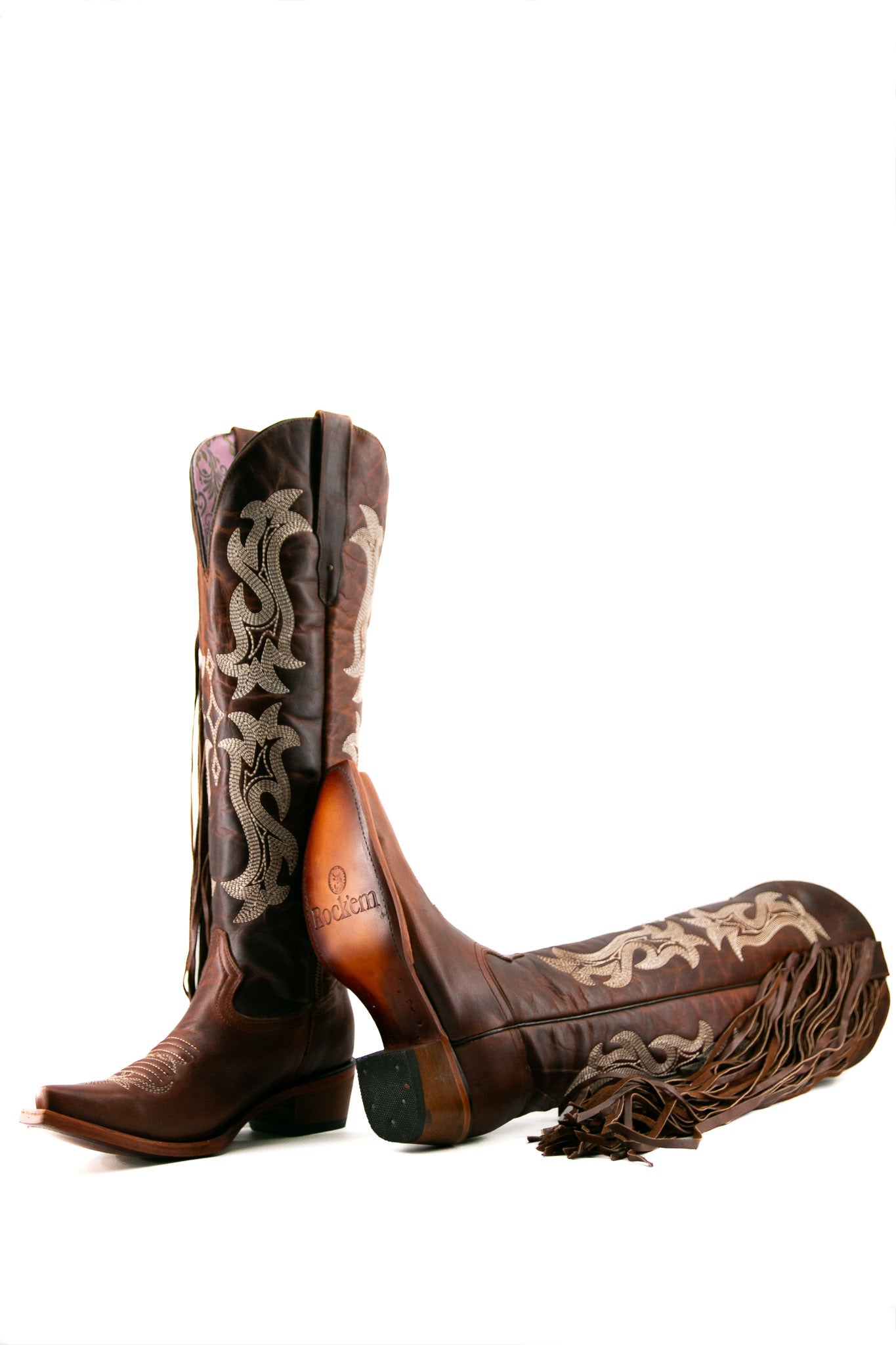 Maite Tall Fringe Snip Toe Cowgirl Boots for Women - Western Style Leather Riding Boots with Decorative Fringe | Perfect for Country Music Festivals, Rodeos & Western Fashion Outfits