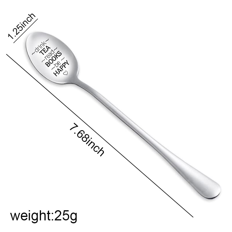 Tea Spoon Gift Set for Book Lovers - Stainless Steel Tea Spoons for Women & Men - Perfect for Tea Drinking & Reading - Great Graduation, Birthday Gifts for Students, Friends & Family - Ideal for Book Clubs, Cozy Reading Nooks & Tea Parties