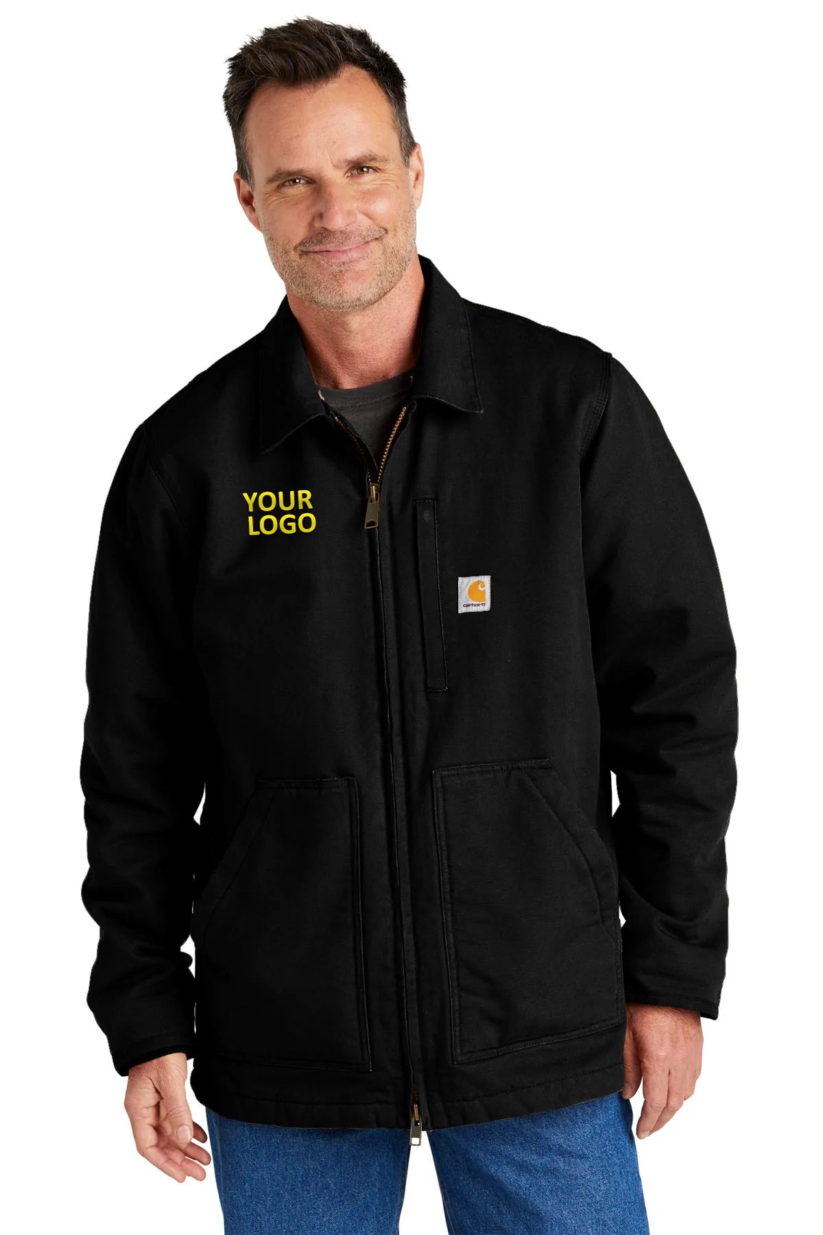 Carhartt Men's Tall Sherpa Lined Hooded Jacket - Heavy Duty Winter Work Coat, Black - Ideal for Construction, Outdoor Work & Cold Weather Protection