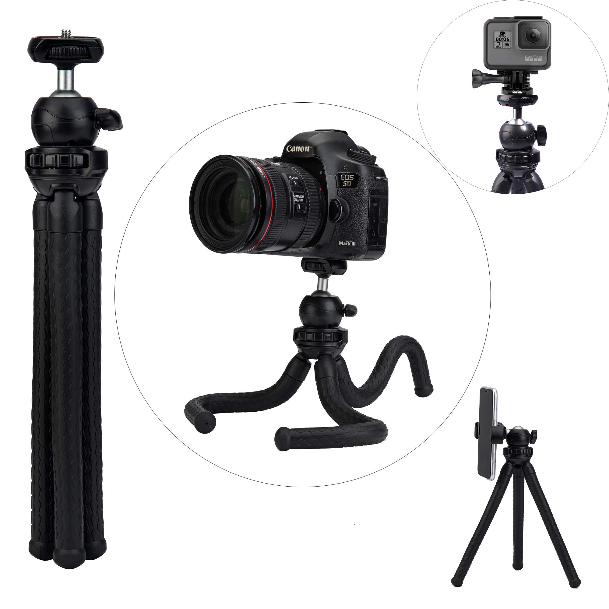 Ruittos Phone Tripod with Wireless Remote - Portable Flexible Tripod Stand with Vertical Adapter Mount for iPhone & Android - Perfect for Video Recording, Vlogging, Live Streaming & Photography
