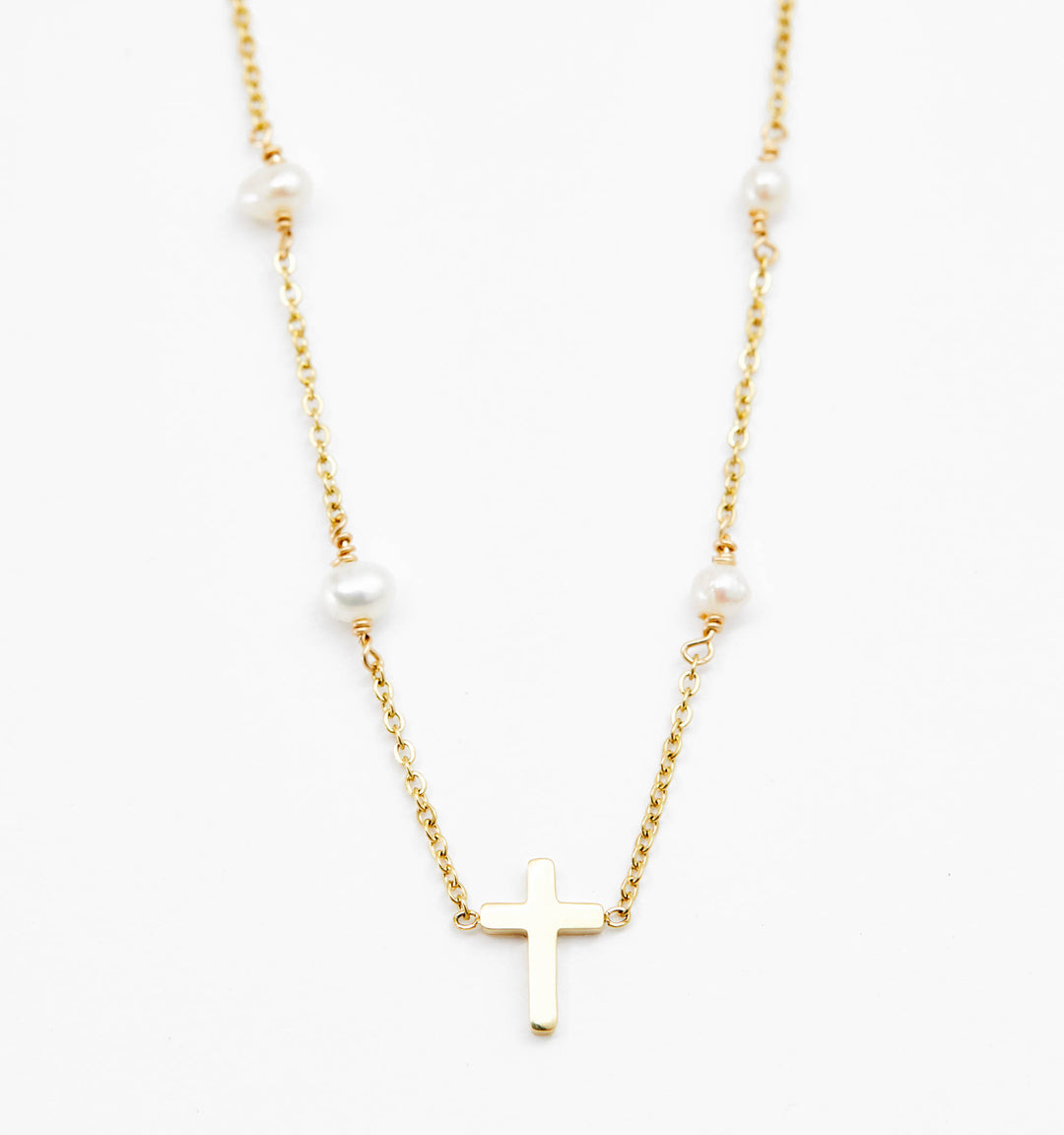 Elegant Cross Pearl Link Necklace for Women - Stylish Religious Jewelry Gift for Christmas, Baptism, Weddings & Everyday Wear