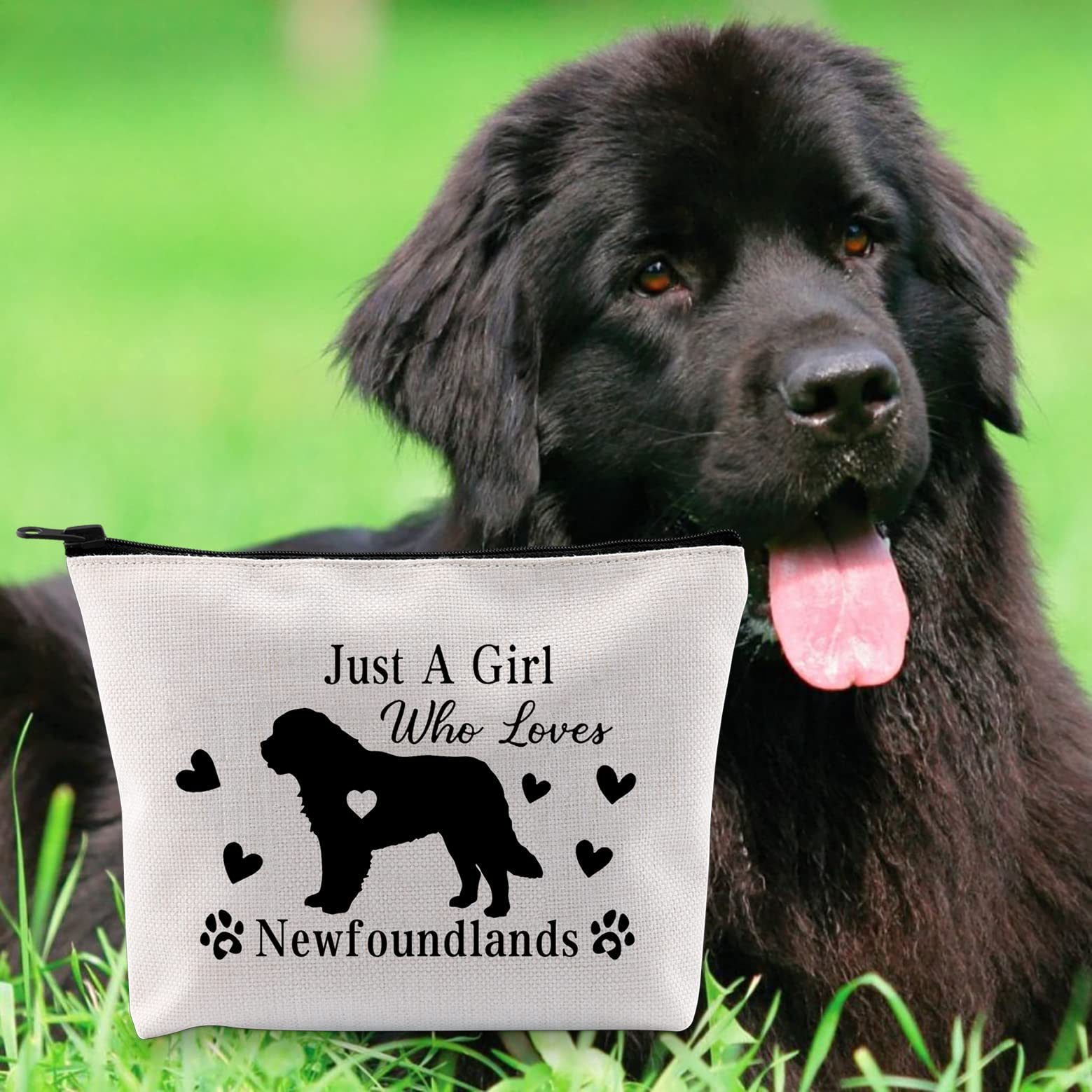 **G2TUP Newfoundland Dog Lover Gift - Cute Newfoundlands Themed Makeup Bag for Dog Owners - Travel Cosmetic Pouch (White) - Perfect for Travel, Gym & Daily Use**