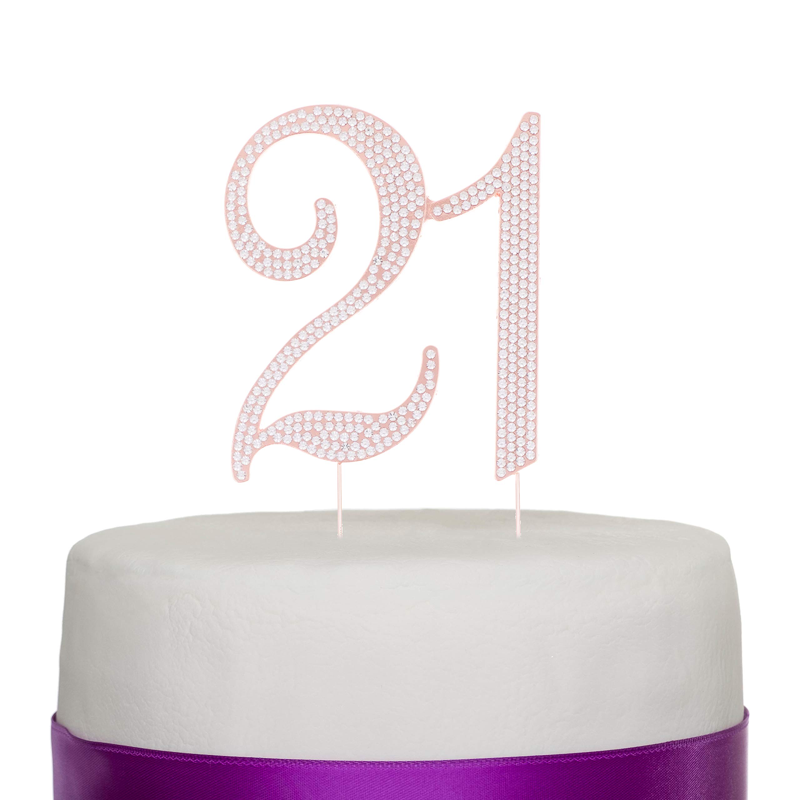 Ella Celebration 21st Birthday Cake Topper - Rose Gold Metal Number Decoration for 21st Birthday Party | Perfect for Cakes, Cupcakes & Dessert Tables