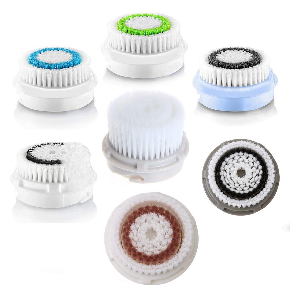 7 Pack Facial Cleansing Brush Head Replacement for Acne Prone & Sensitive Skin - Exfoliating Brush Heads for Clogged & Enlarged Pores - Compatible with Most Electric Face Cleansers - Perfect for Daily Skincare Routine & Deep Cleansing