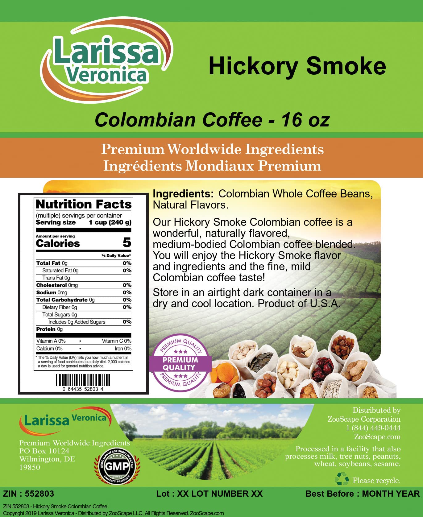 Premium Hickory Smoke Flavored Colombian Coffee Beans - Gourmet, Natural, Whole Bean (16 oz) - Perfect for Camping, BBQ & Outdoor Adventures