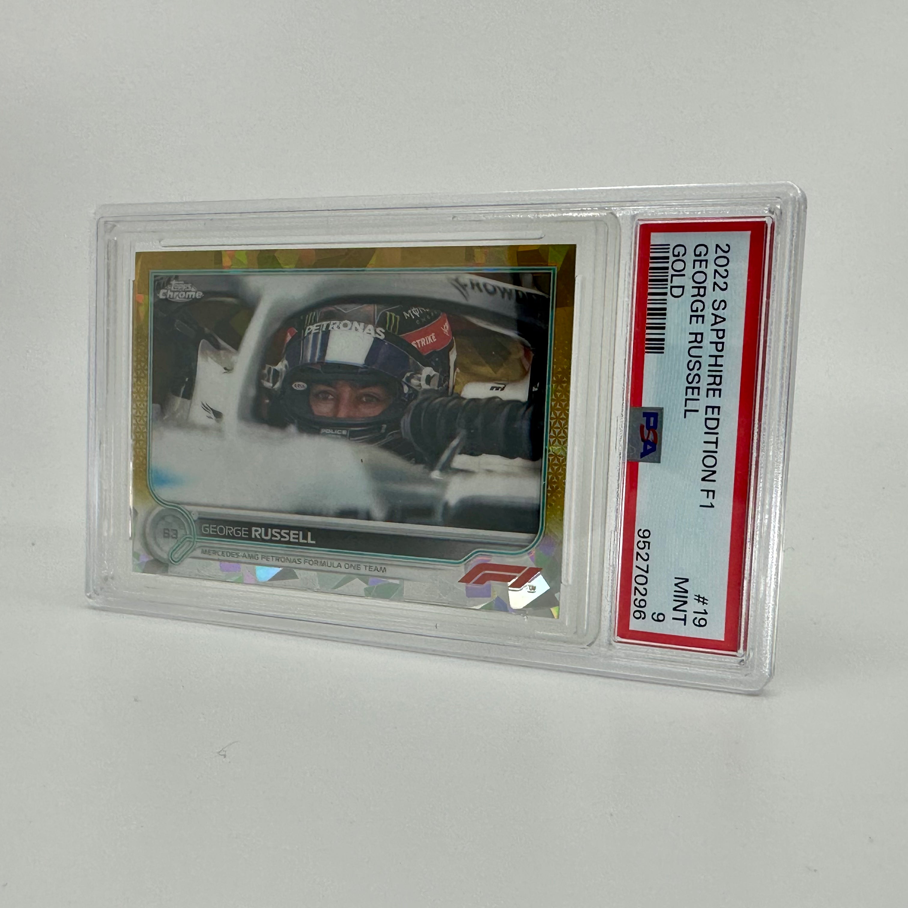 PSA 9 George Russell #19 35/50 Sapphire Gold Parallel Card - Perfect for F1 Collectors & Sports Memorabilia Enthusiasts