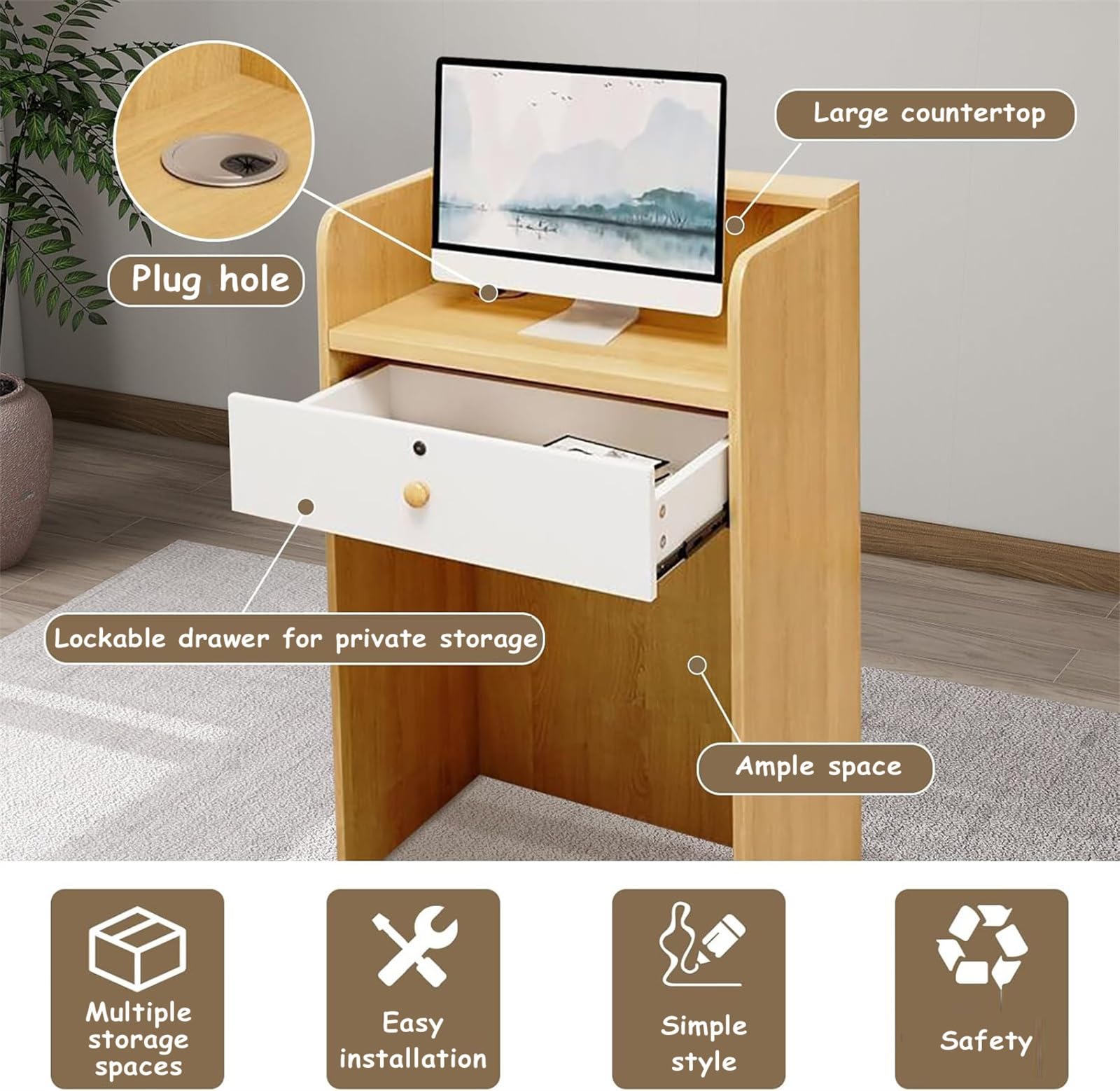 Premium Wooden Checkout Counter - 23.6