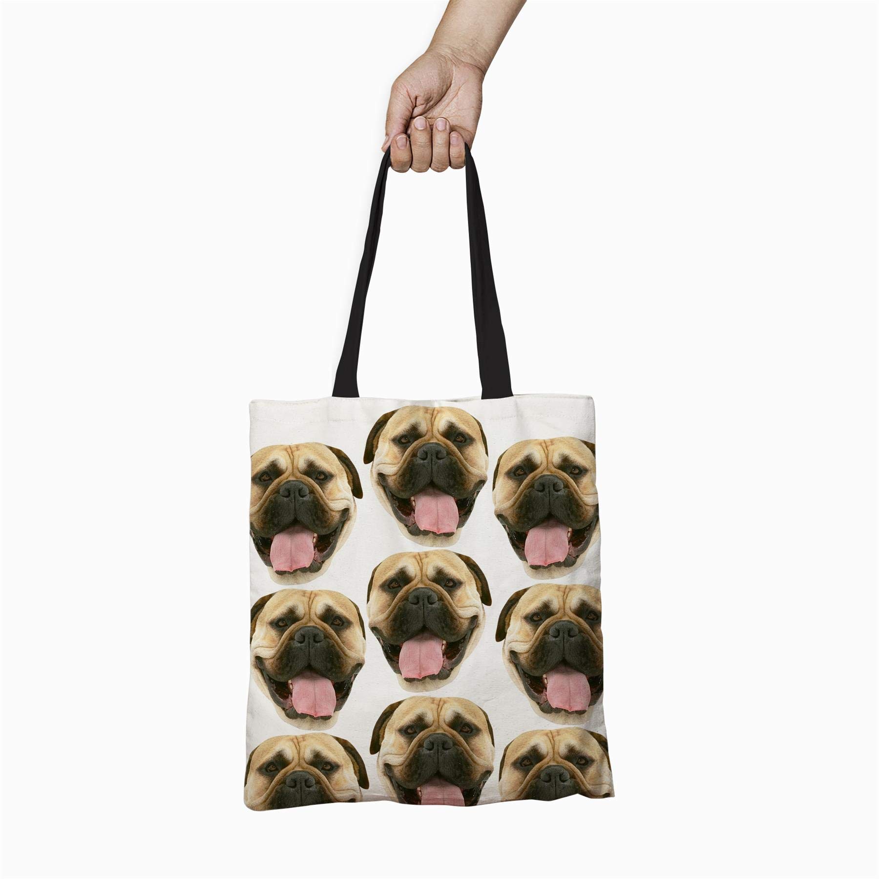 Bullmastiff Tote Bag - Cute Dog Print Canvas Shopping Bag - Perfect Gift for Dog Lovers - Great for Grocery Shopping, Beach Trips & Dog Park Outings
