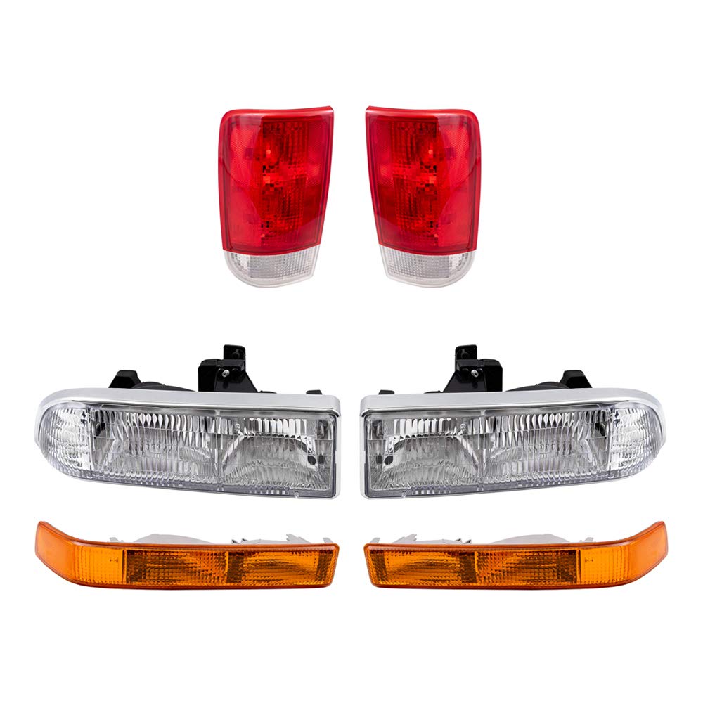Brock Replacement Headlights & Tail Lights 6-Piece Set for 1998-2005 Chevy Blazer - Driver/Passenger Side Headlights, Park Signal Lights (No Fog Lights) | Perfect for Night Driving & Vehicle Restoration