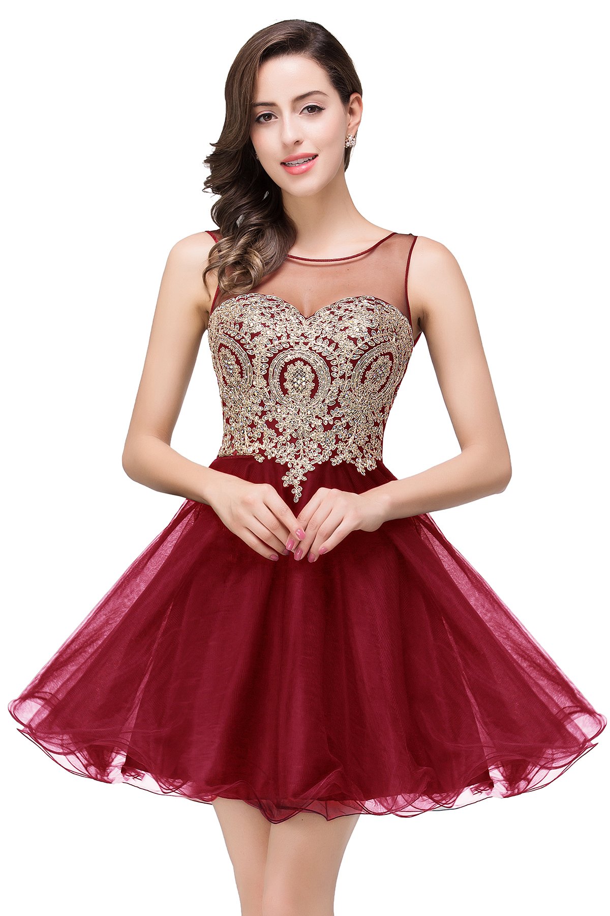 MisShow 2024 Women's Sparkling Crystal Applique Cocktail Dress - Elegant Short Prom & Homecoming Party Gown for Evening Events, Dinners & Special Occasions