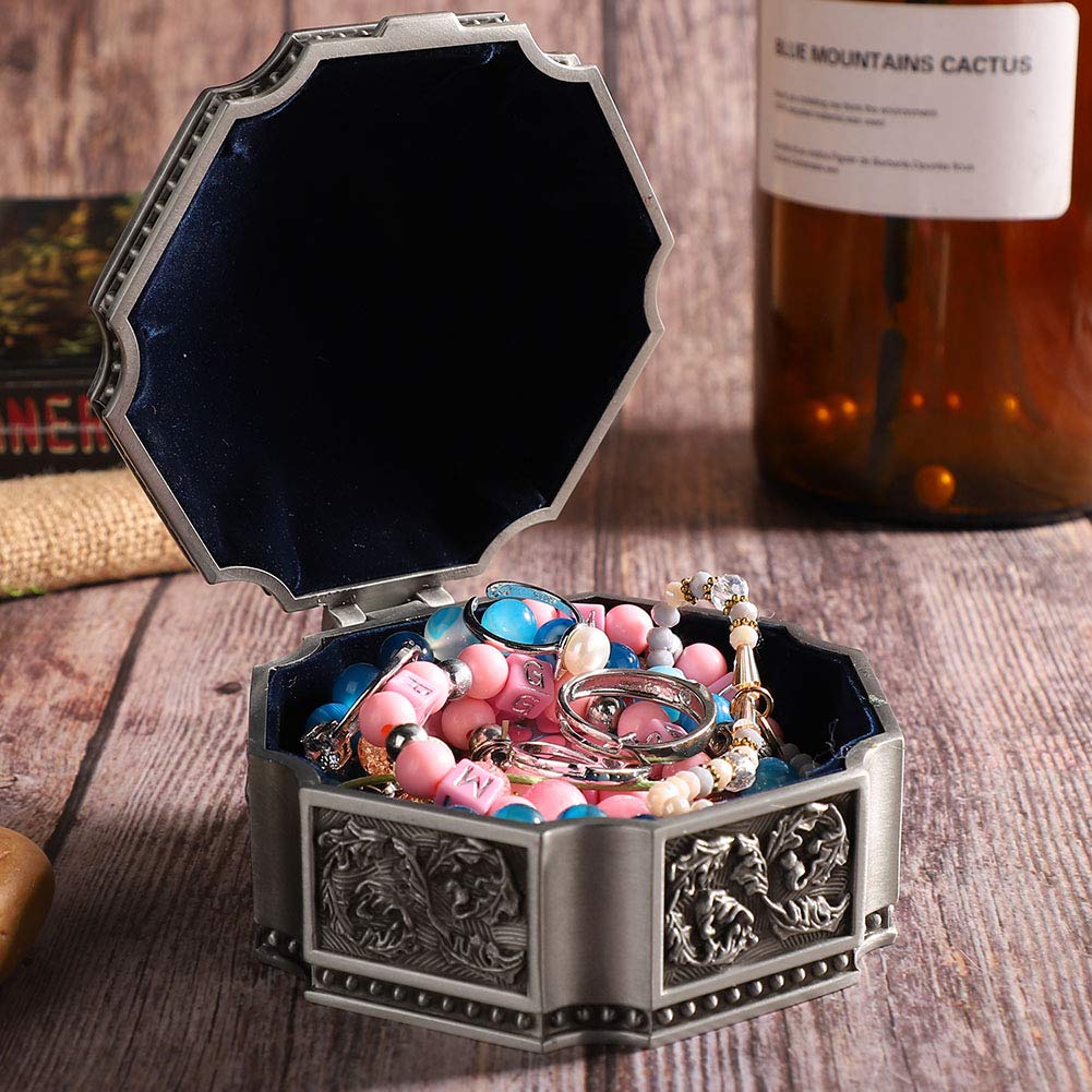 Vintage Style Embossed Alloy Jewelry Gift Box - Elegant Pendant Storage Container for Necklaces & Rings - Perfect for Home Decoration, Wedding Gifts & Jewelry Organization