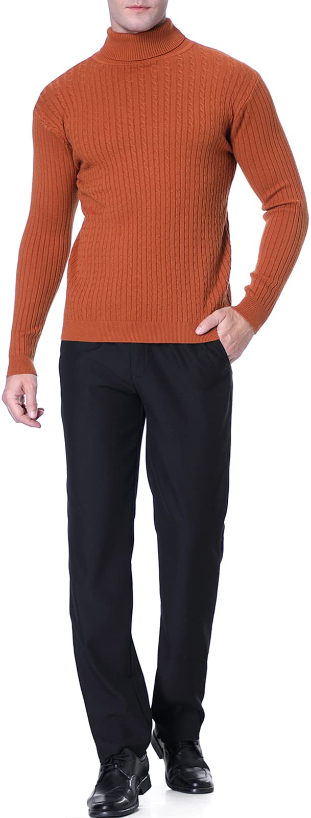 QZH.DUAO Men's Slim Fit Turtleneck Sweater - Casual Twist Pattern Pullover for Fall Winter Fashion | Office Wear & Date Night Outfits