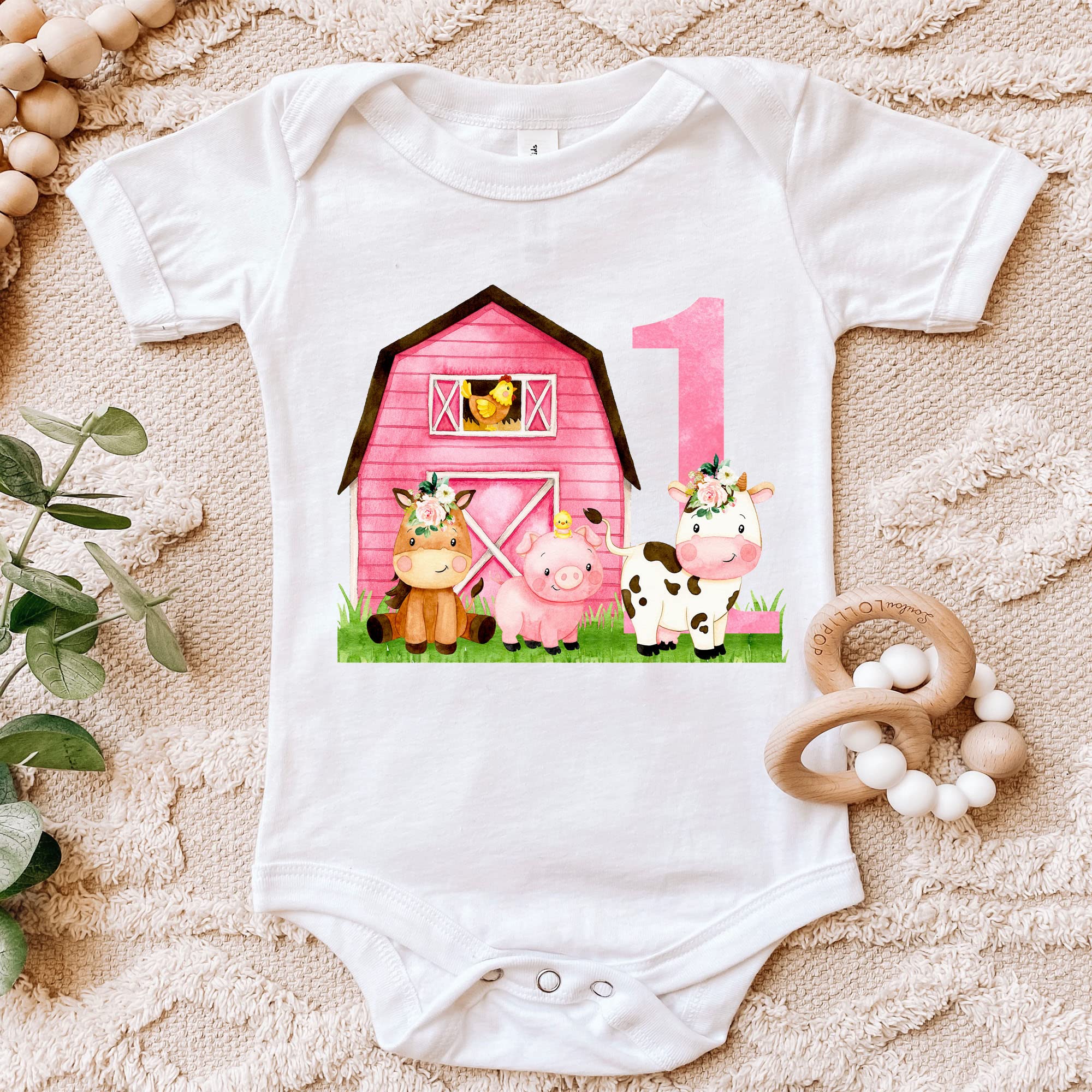 Farm Animal Birthday Outfit - Barnyard Themed 1st Birthday Shirt for Toddlers (2T) | Perfect for Farm-Themed Parties & Photo Shoots