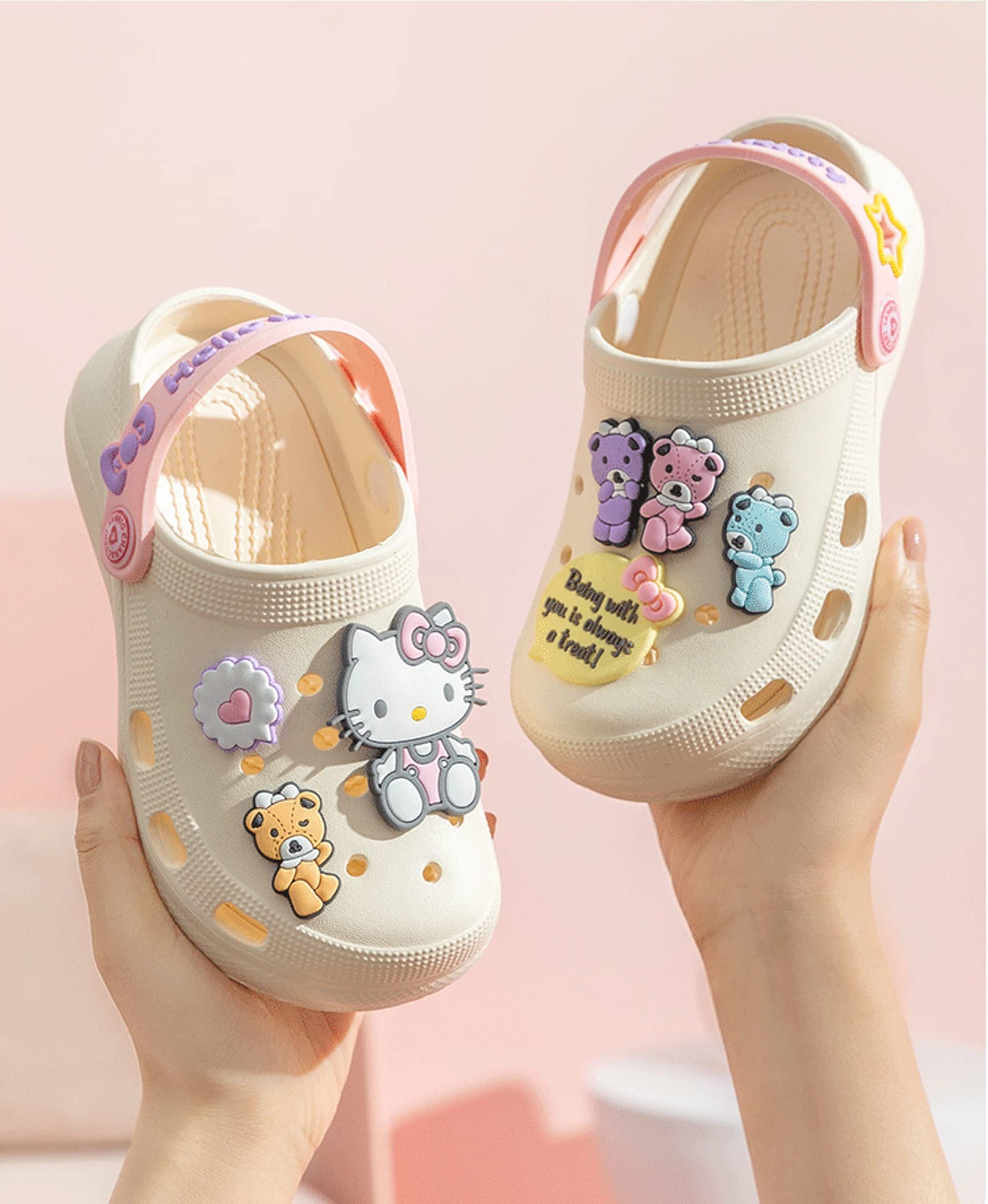 Hello Kitty Bear Clogs Slip-On Water Shoes for Girls, Toddlers & Kids - Comfortable Summer Sandals for Beach, Pool & Outdoor Play