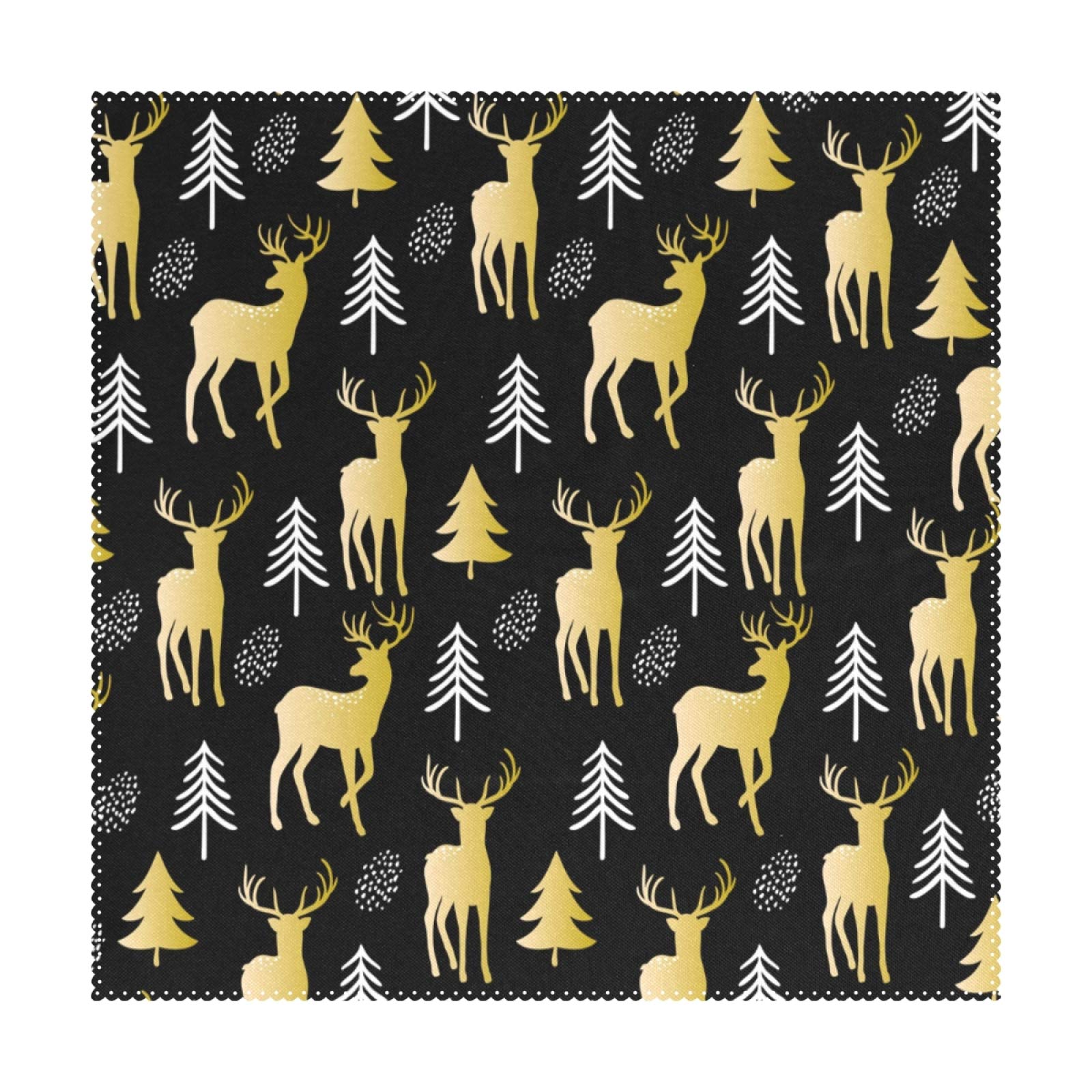 Elk & Christmas Tree Square Placemats Set of 4 - 12x12 Inch Heat Resistant Non-Slip Table Mats for Dining & Kitchen Decor - Perfect for Holiday Gatherings, Family Dinners & Festive Table Settings