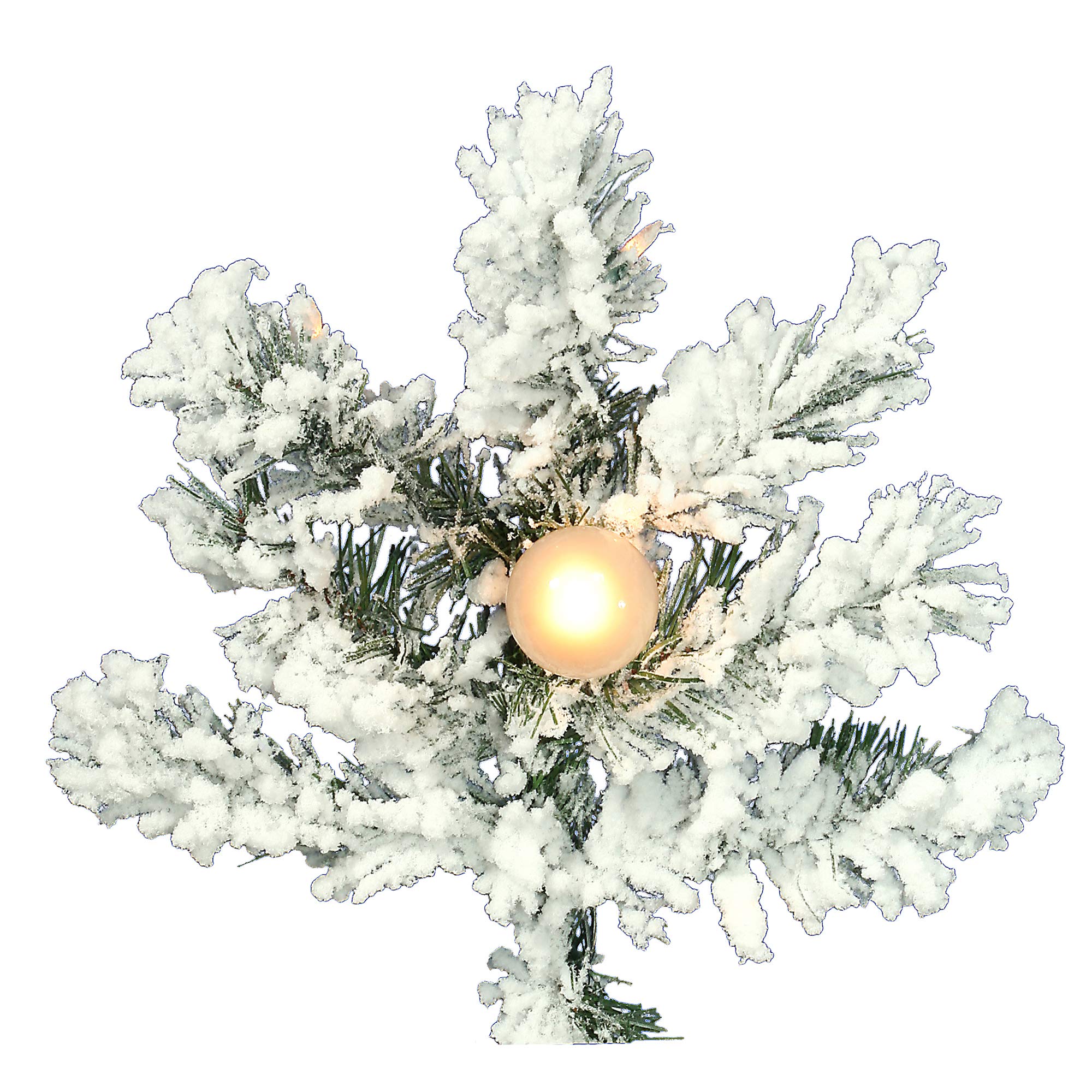 Vickerman 6.5ft Pre-Lit Flocked Alaskan Pine Artificial Christmas Tree with 600 Dura-Lit® Clear Lights & 30 G50 Lights - 1045 PVC Tips for Indoor Holiday Decor | Perfect for Living Room, Office & Festive Home Decoration