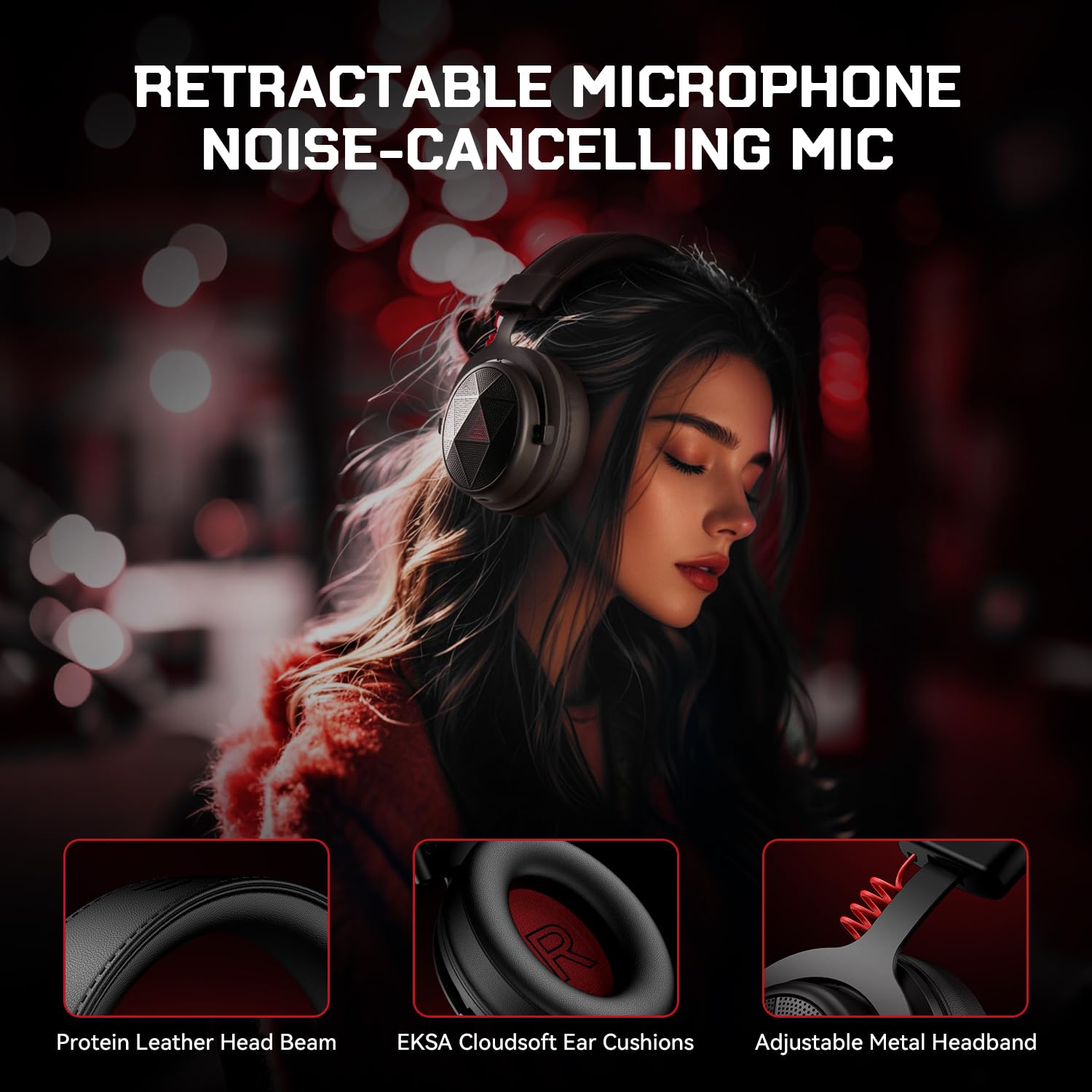 EKSA E900X 5.8G Wireless Gaming Headset with Microphone - Noise Cancelling Over-Ear Headphones for PC, PS4, PS5, Laptop, TV - 7.1 Surround Sound & Dual Mic ENC Technology - Perfect for Gaming, Music, Online Meetings & Home Entertainment