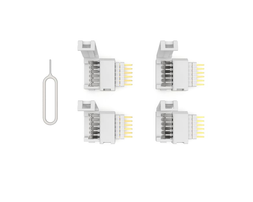 Philips Hue Light Strip Connector - 6-Pin to Cut-End LED Strip Connector (4 Pack, White) - Compatible with Hue Bridge & Smart LED Lights - DIY Custom Lighting for Home, Office & Gaming Setup