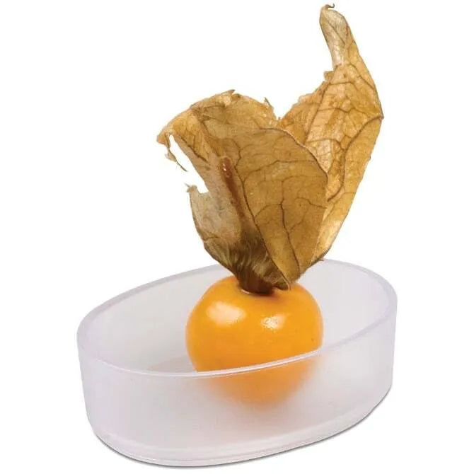 Comatec 1 oz Frosted Mini Oval Dish - Small Appetizer Plates for Desserts, Candies, Nuts & Party Snacks - Perfect for Weddings, Catering & Home Entertaining