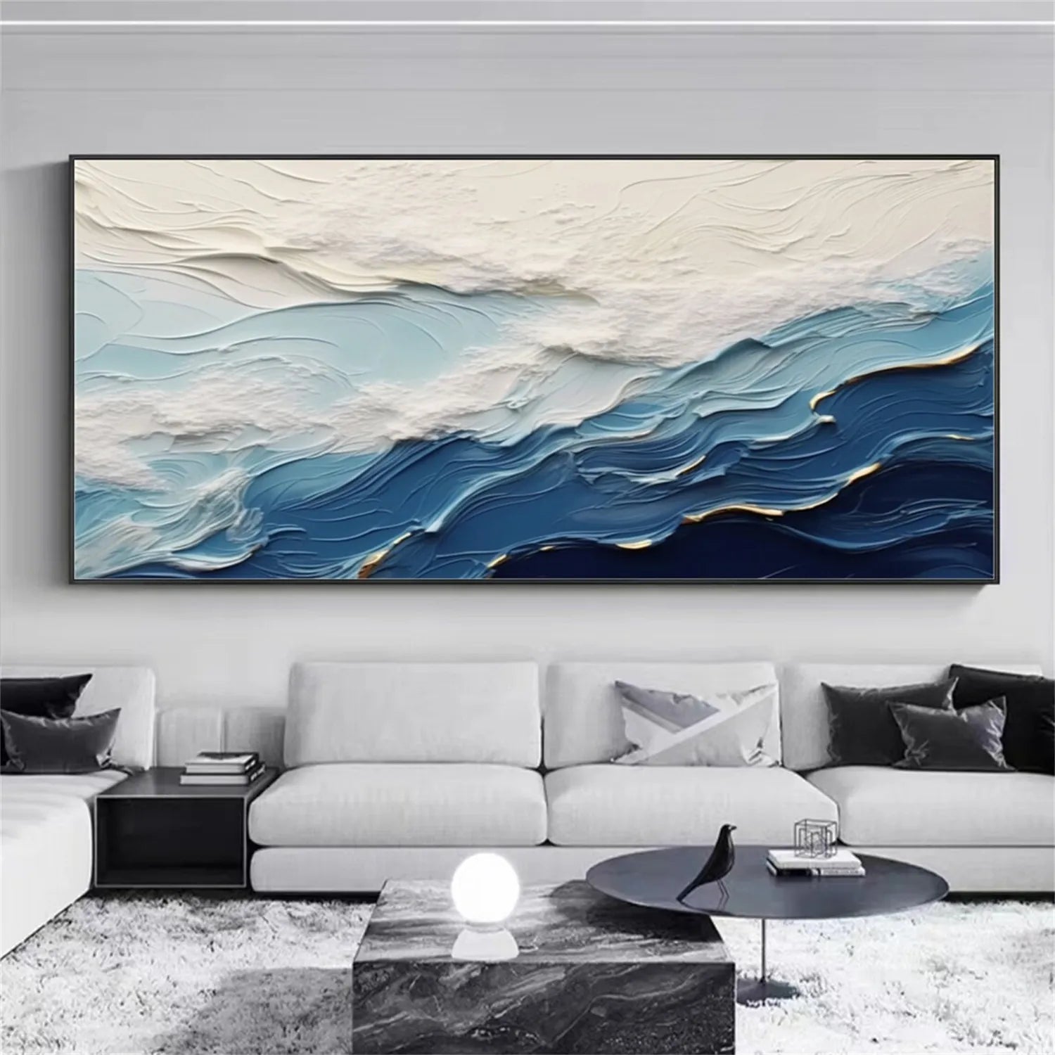 Ocean and Sky Painting #OS 174 - Handmade Seascape Wall Art for Living Room, Bedroom & Office Decor