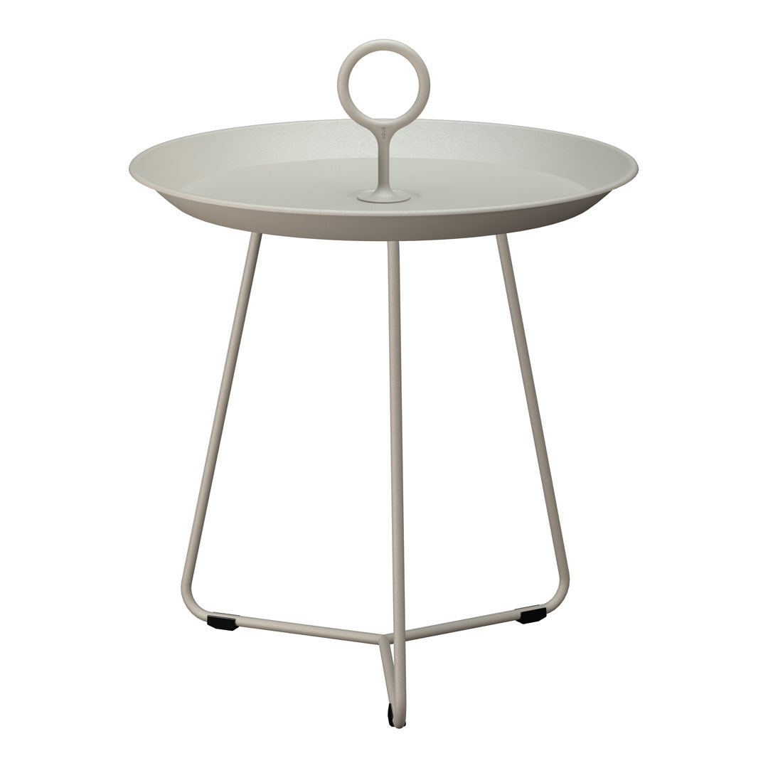 Sturdy Eyelet Outdoor Tray Table - Portable Side Table for Patio, Garden, Pool & Camping - Rust-Resistant Metal Drink Holder with Convenient Handle