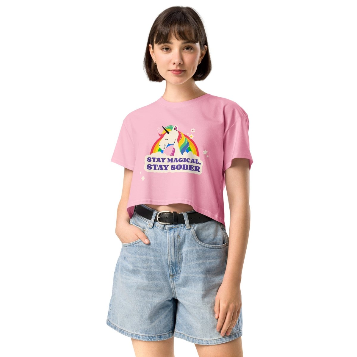 Sobriety Chic Women's Crop Top - Trendy Casual Summer T-Shirt for Streetwear, Gym & Beach Outfits