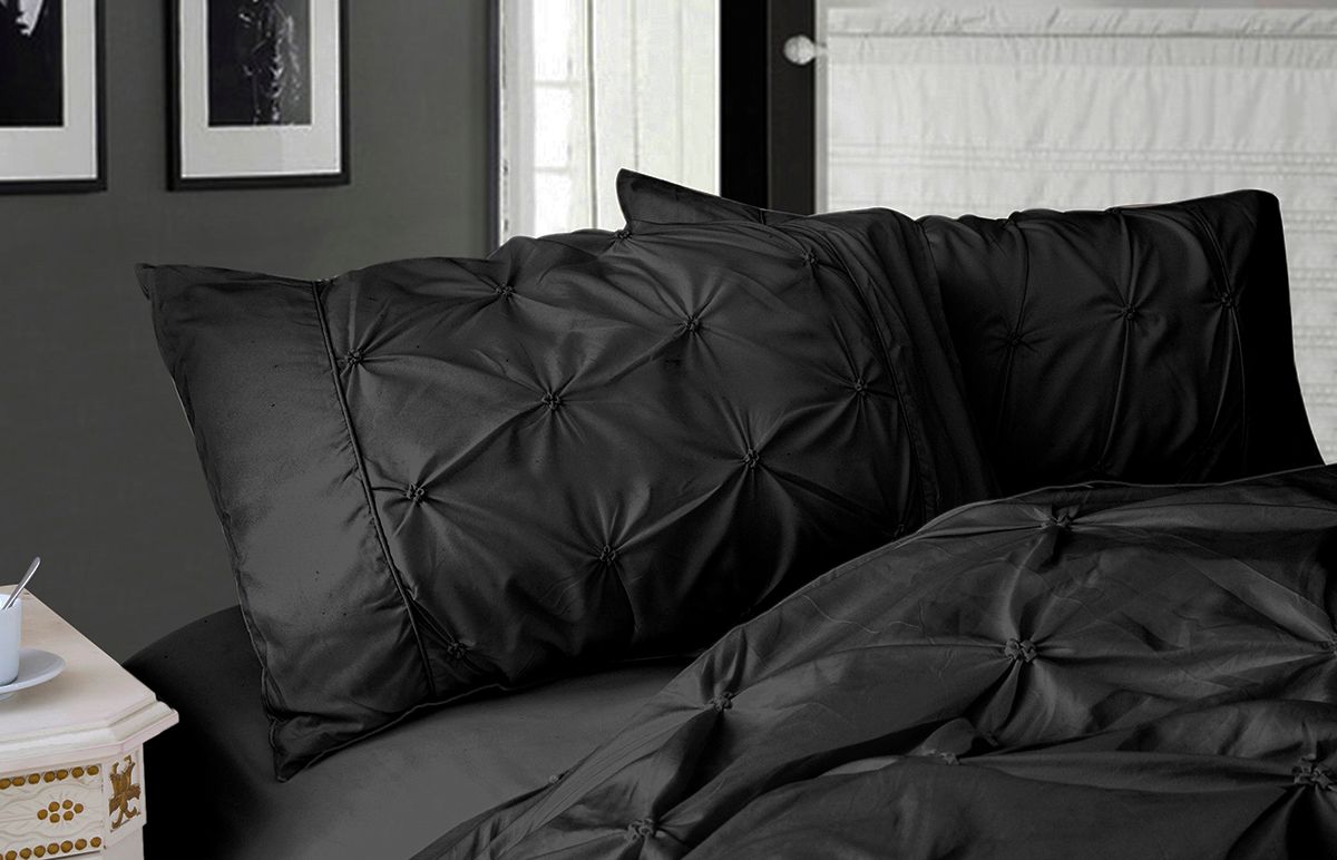 Premium Diamond Pintuck Ultra Soft Standard Size Pillowcases (2-Pack) - Black - Luxury Bedding for Hotels, Guest Rooms & Home Decor