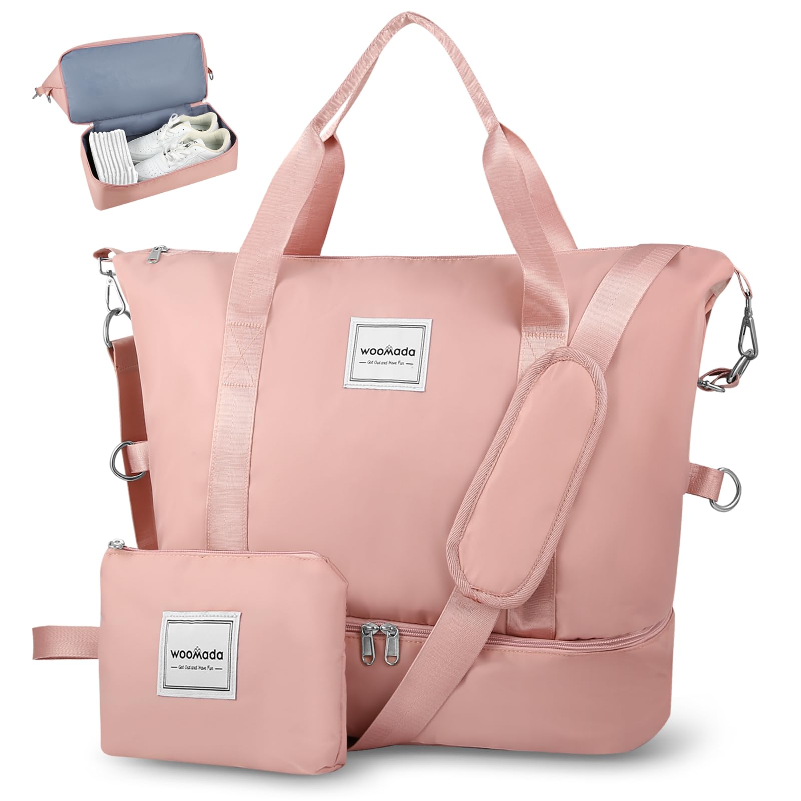 WOOMADA Women's Weekender Bag - Travel Duffel with Shoe Compartment & Wet Pocket | Airline Personal Item Bag for Weekend Getaways