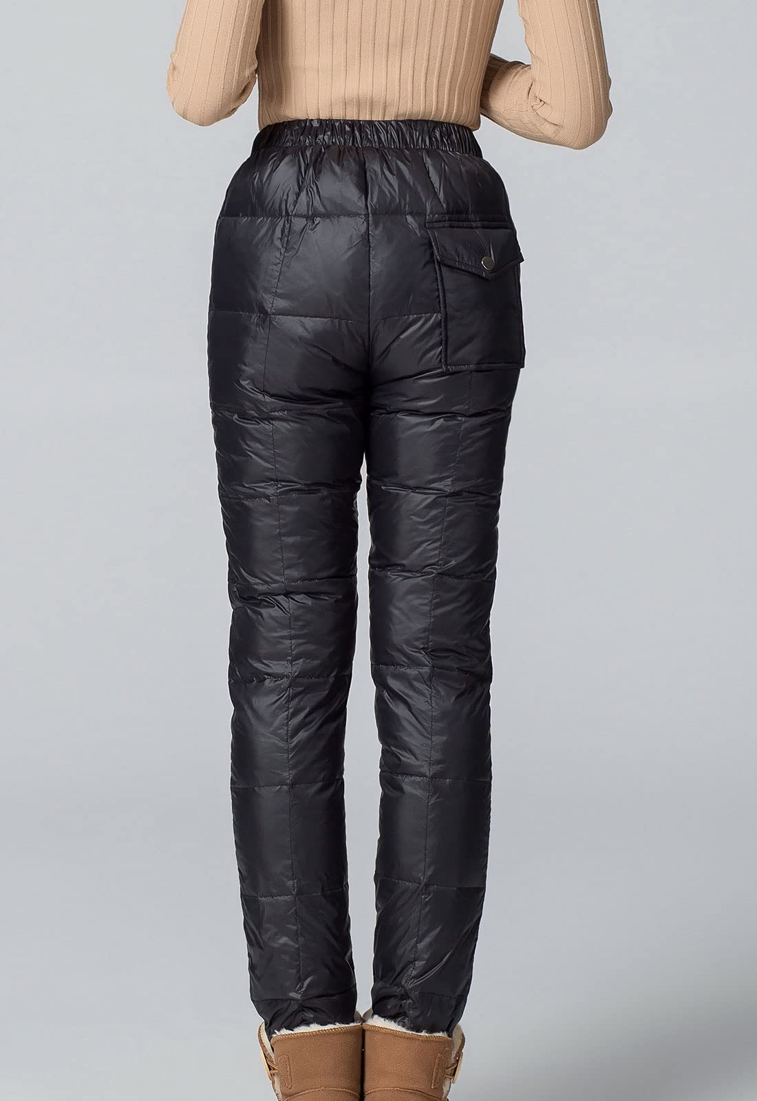 Flygo Women's Packable Winter Warm Snow Pants - Waterproof Insulated Ski Trousers with Utility Pockets for Outdoor Activities (Black) | Perfect for Skiing, Snowboarding & Cold Weather Adventures