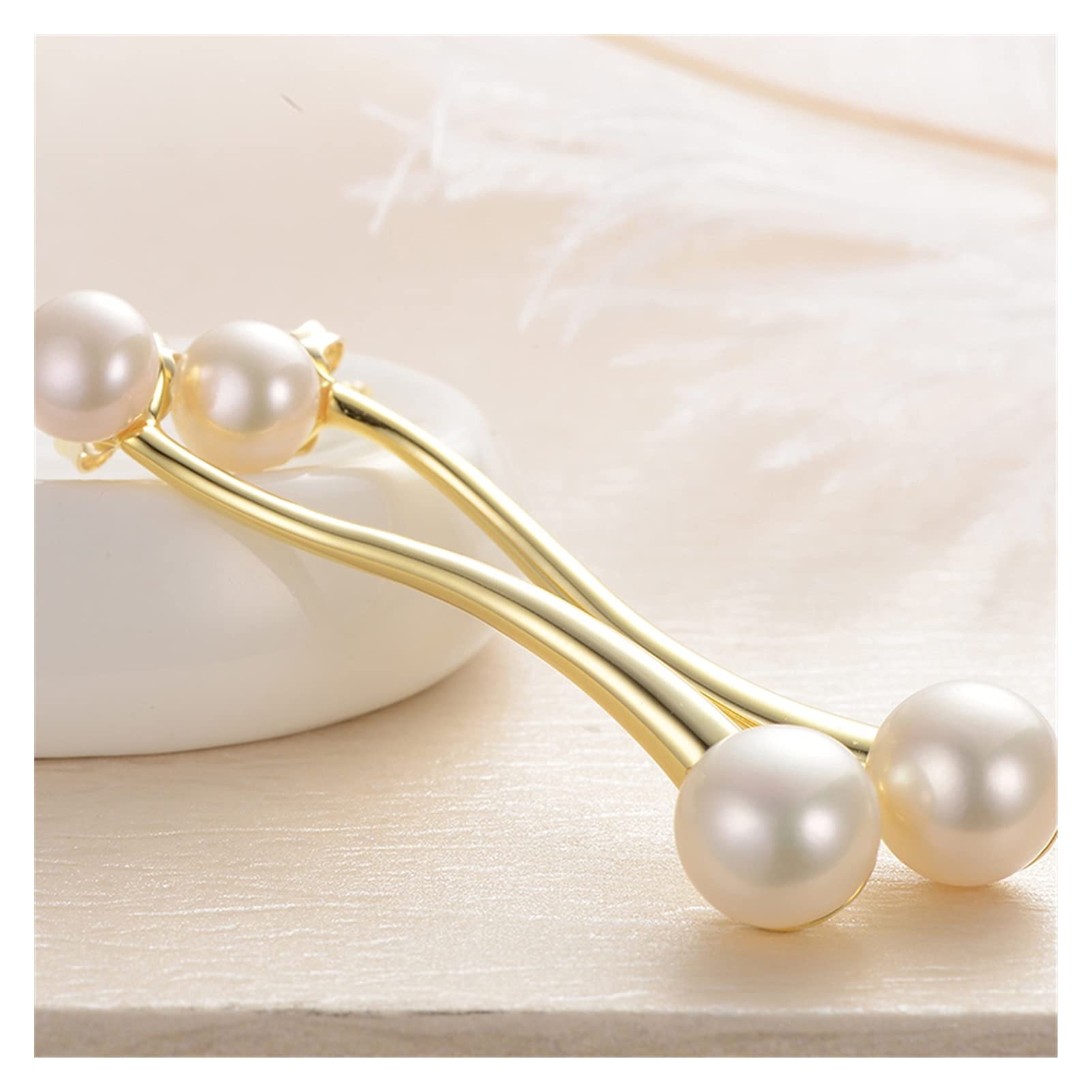 925 Sterling Silver Freshwater Pearl Drop Earrings for Women - Elegant Steamed Bun Shape White Pearl Dangle Earrings | Perfect for Weddings, Parties & Everyday Fashion Jewelry (Color: A)