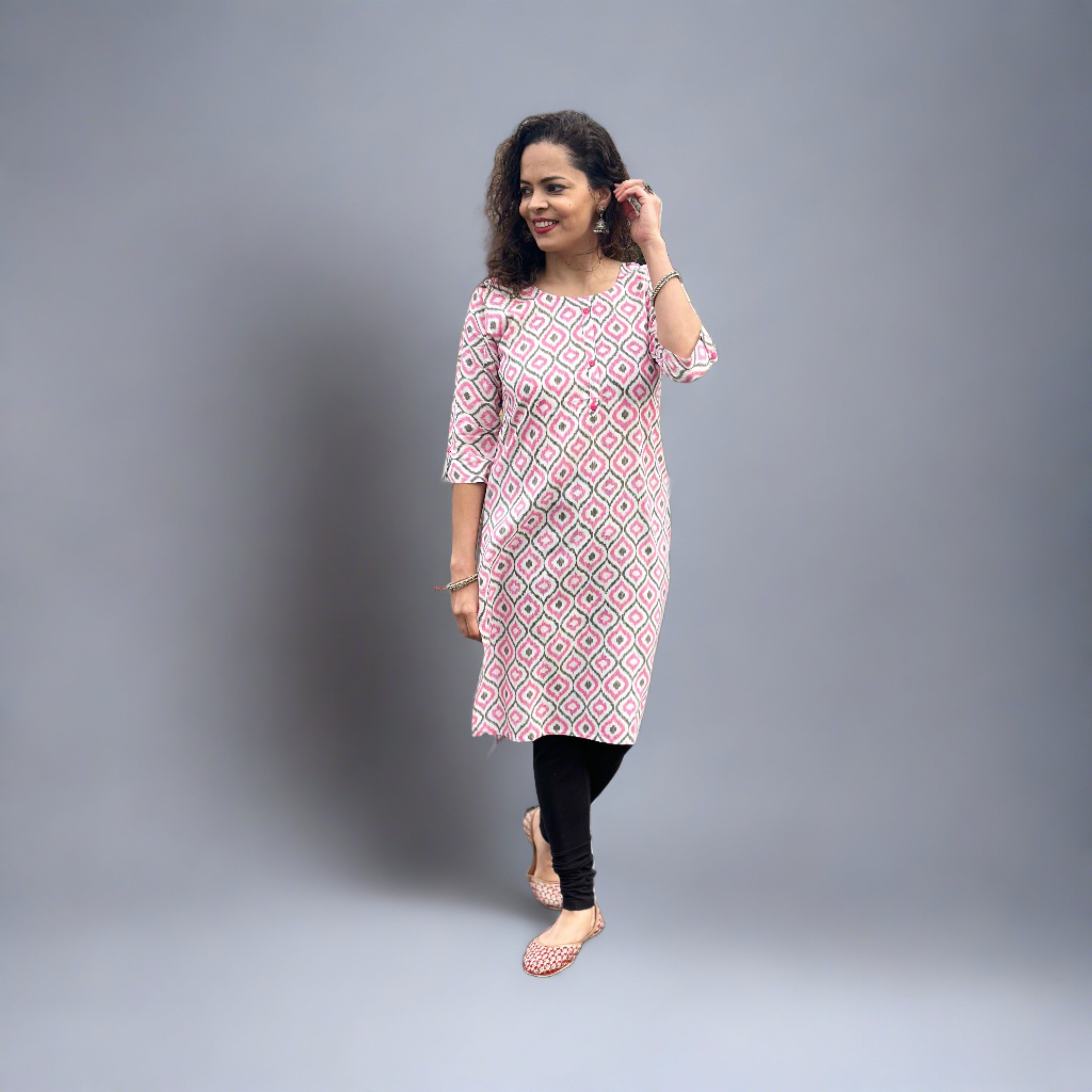 Stylish Pink and Grey Kurti from Khushboo Collection - Perfect for Casual Wear, Parties & Festive Occasions