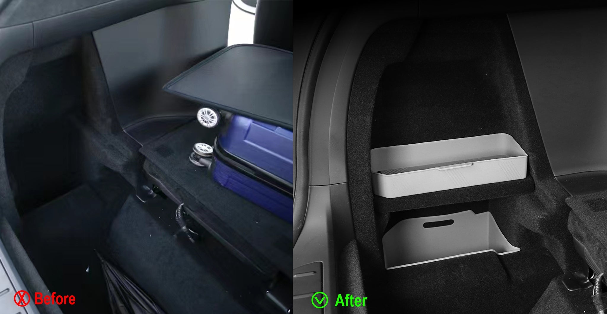 Tesla Model X 2021+ Rear Trunk Side Storage Organizer (3-Piece Set) - Perfect for Car Accessories Organization & Road Trips