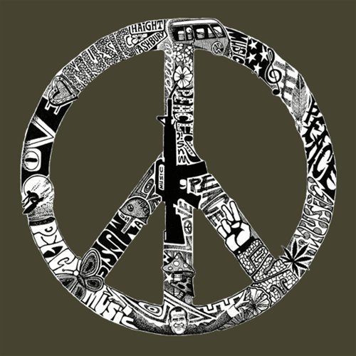 LA POP ART Men's Word Art Graphic T-Shirt - Peace, Love & Music Design | Casual Streetwear for Concerts & Music Festivals