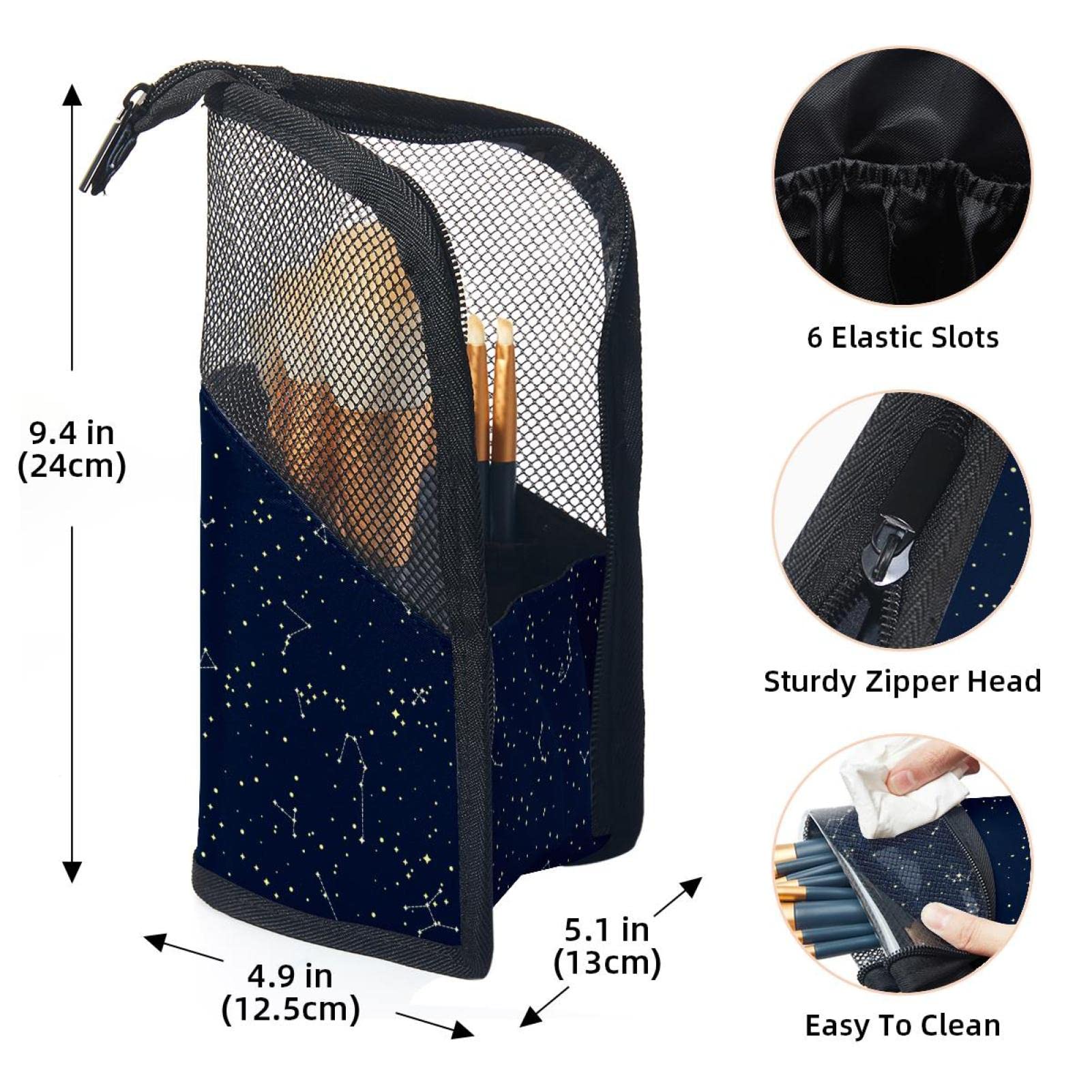 Premium 12-Piece Makeup Brush Organizer Bag with Sky Constellation Design - Portable Cosmetic Brush Holder Case for Travel, Home & Professional Makeup Artists