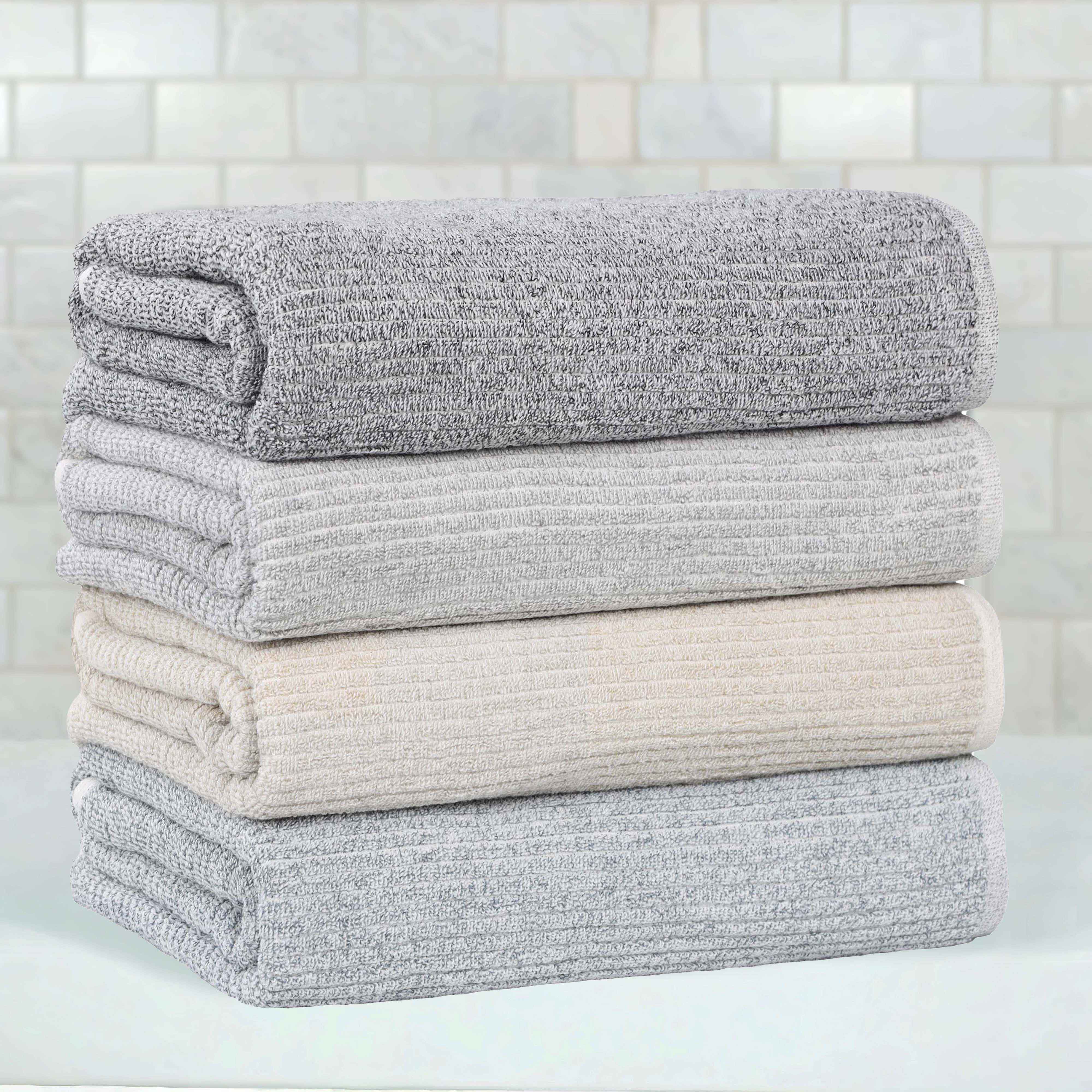 Premium Destin Cotton Blend Bath Towels Set of 2 - Ultra Soft & Absorbent Ribbed Design Bath Sheets for Spa, Gym & Luxury Home Use