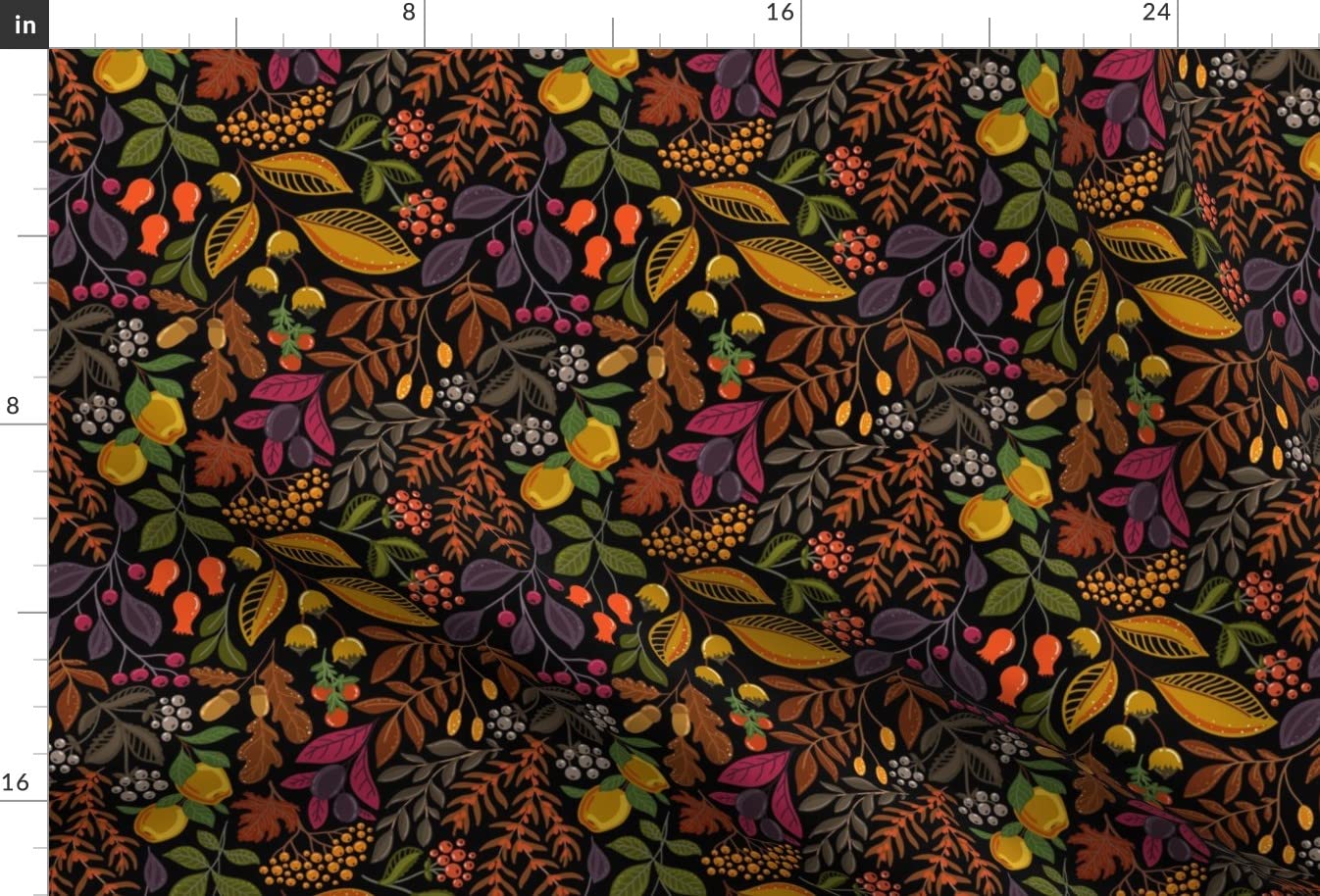 Autumn Fruits and Berries Printed Minky Fabric Fat Quarter - Soft Plush Fabric for Sewing Baby Blankets, Quilt Backing & DIY Crafts - Perfect for Nursery Decor, Seasonal Projects & Cozy Home Textiles
