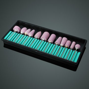 12pcs Pink Ceramic Nail Drill Bits Set for Grinding & Polishing - Professional Manicure Pedicure Tools for Nail Art, Acrylics & Gel Extensions - Perfect for Home Salons & DIY Nail Care