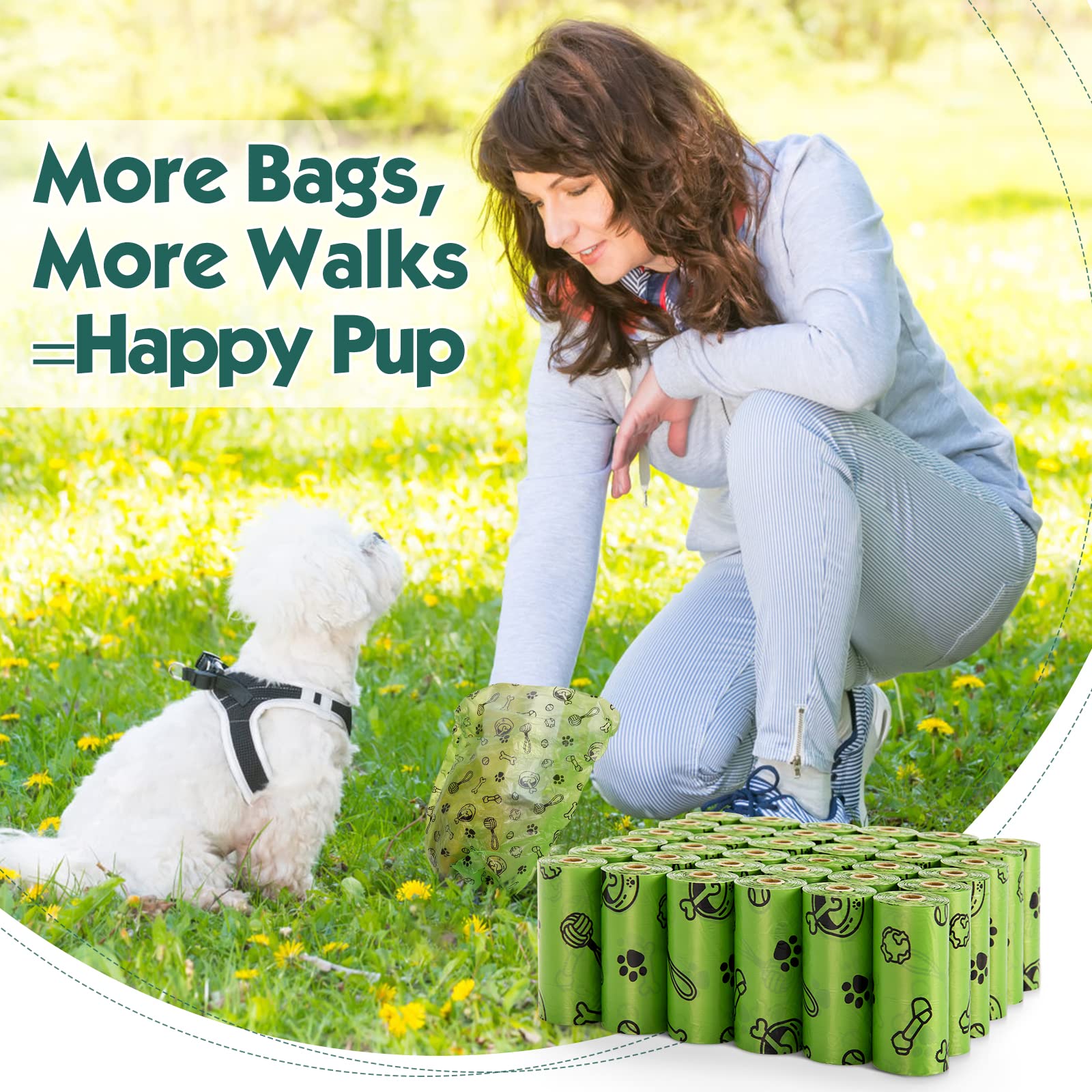 **1080 Count Dog Poop Bags Bulk Value Pack - Extra Thick Leak-Proof & Scented Dog Waste Bags for Clean & Easy Pickup - Perfect for Walks, Parks & Travel**