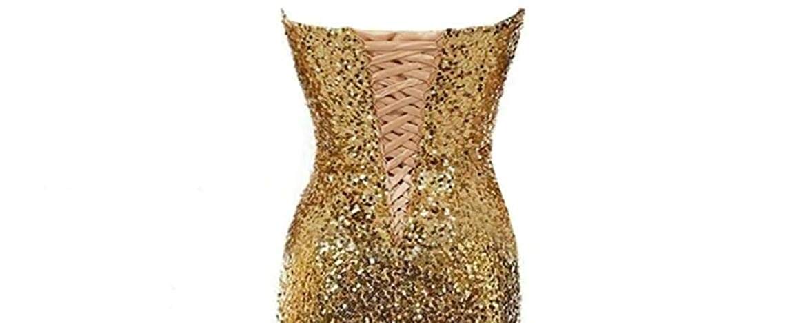 Lemai Women's Long Mermaid Sequins Strapless Corset Formal Evening Prom Dresses - Elegant Gown for Homecoming, Wedding, Ball, Party & Special Occasions