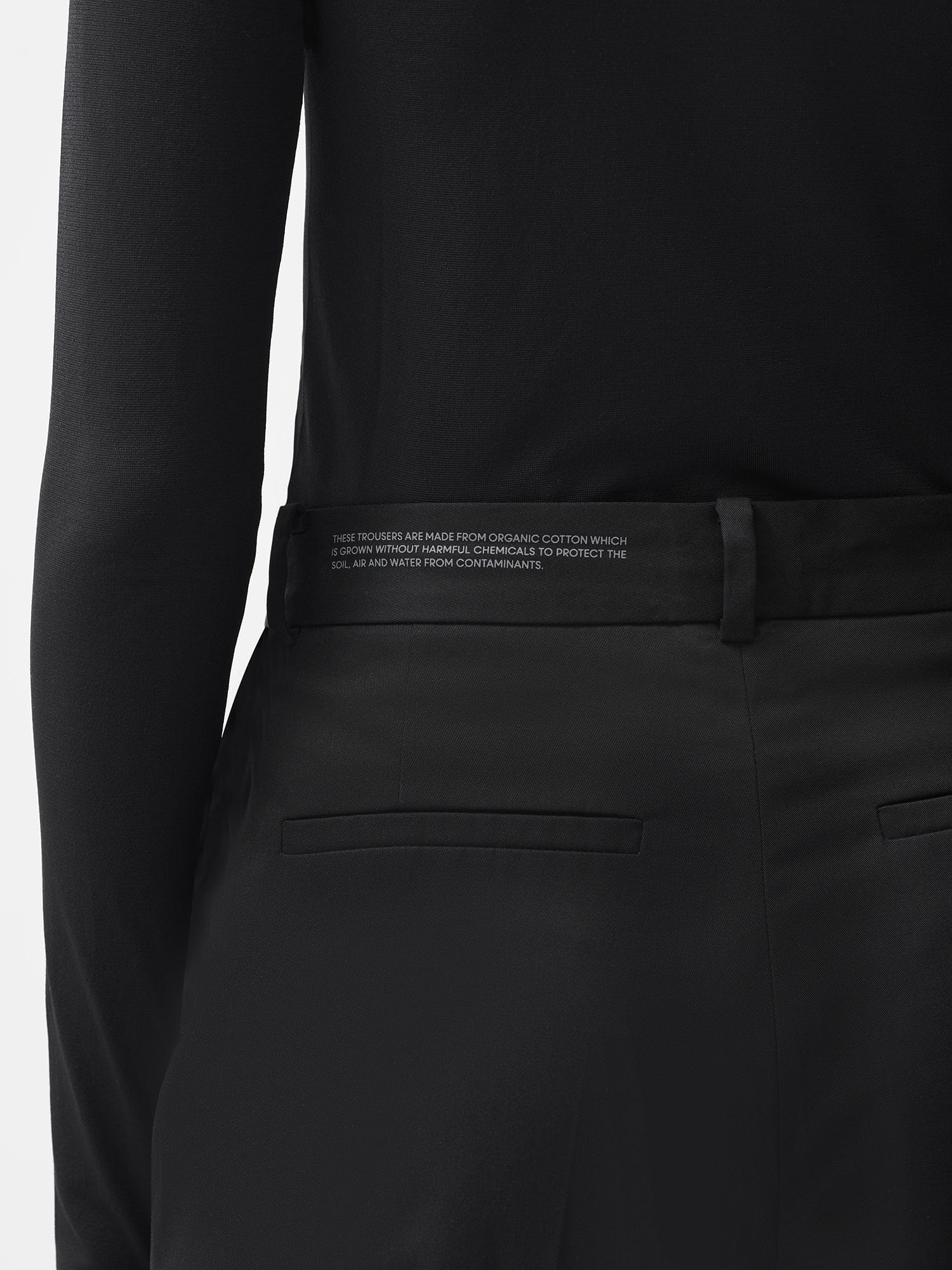Women's Organic Cotton Tailored Trousers - Black | High Waist Slim Fit Work Pants for Office & Business Casual Outfits