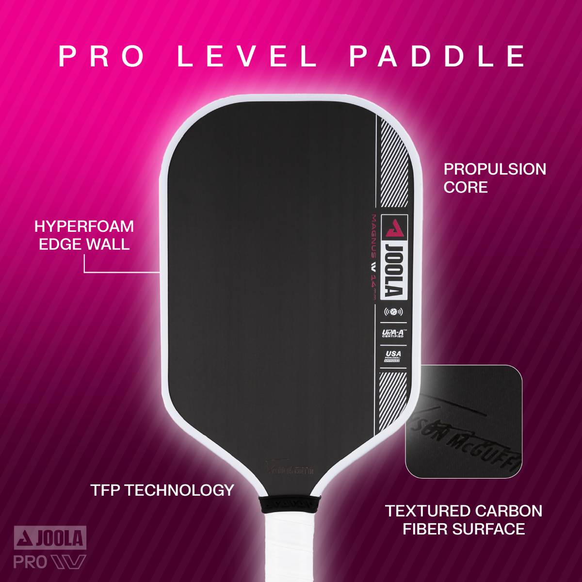 JOOLA Tyson McGuffin Magnus Pro IV Pickleball Paddle - Premium Carbon Fiber Face with Cushion Grip | Tournament-Ready Performance for Competitive Play | Demo & Rental Options Available