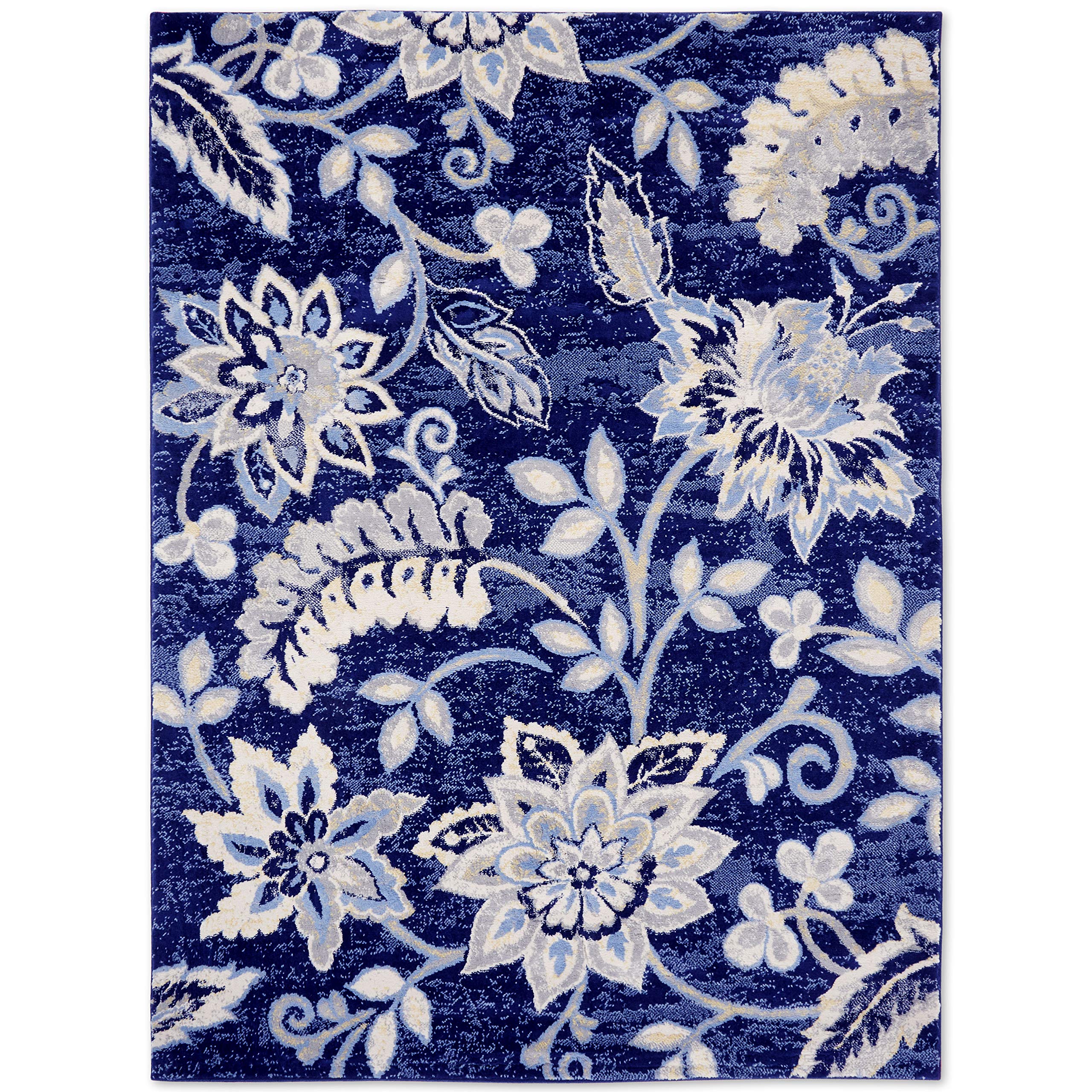 Home Dynamix Tremont Teaneck Transitional Floral Navy Blue Area Rug 7'10