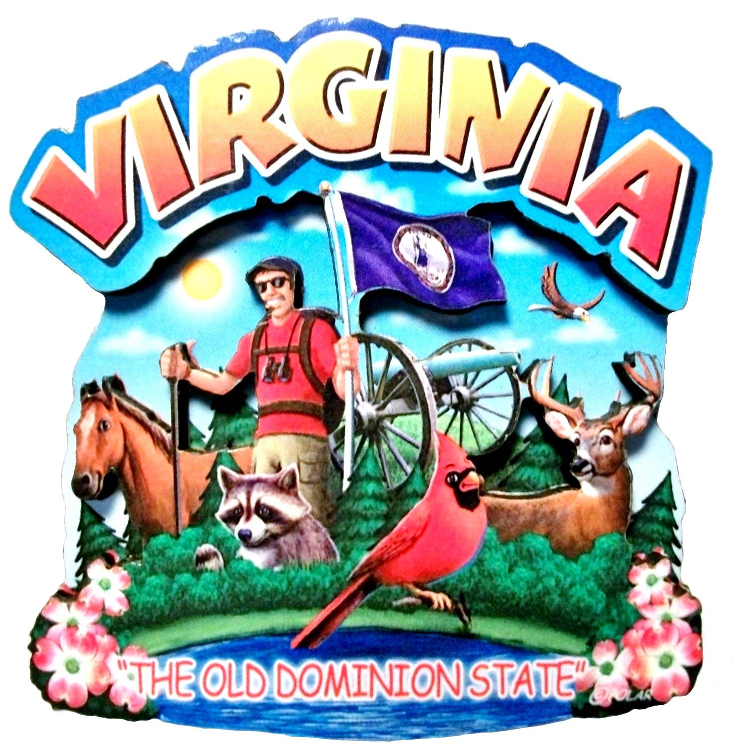 Virginia The Old Dominion State Souvenir - Handcrafted Artwood Montage Fridge Magnet for Collectors & Travel Lovers - Perfect for Refrigerators, Lockers & Office Decor