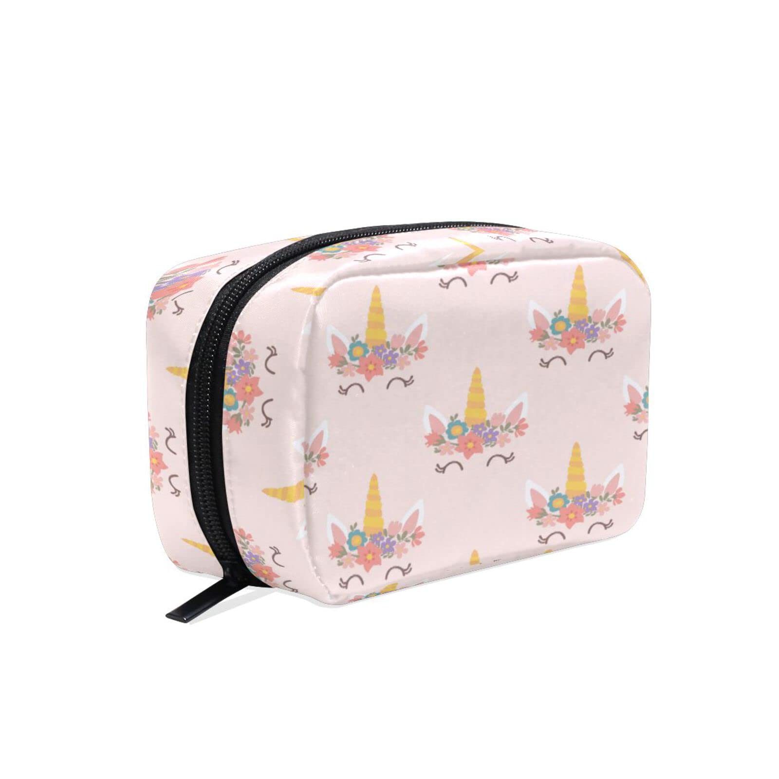 Unicorn Head Pattern Travel Makeup Bag for Women - Reusable Small Toiletry Organizer Pouch, Portable Cosmetic Bag for Purse, Girls Gift (Ideal for Travel, Gym & Daily Use)