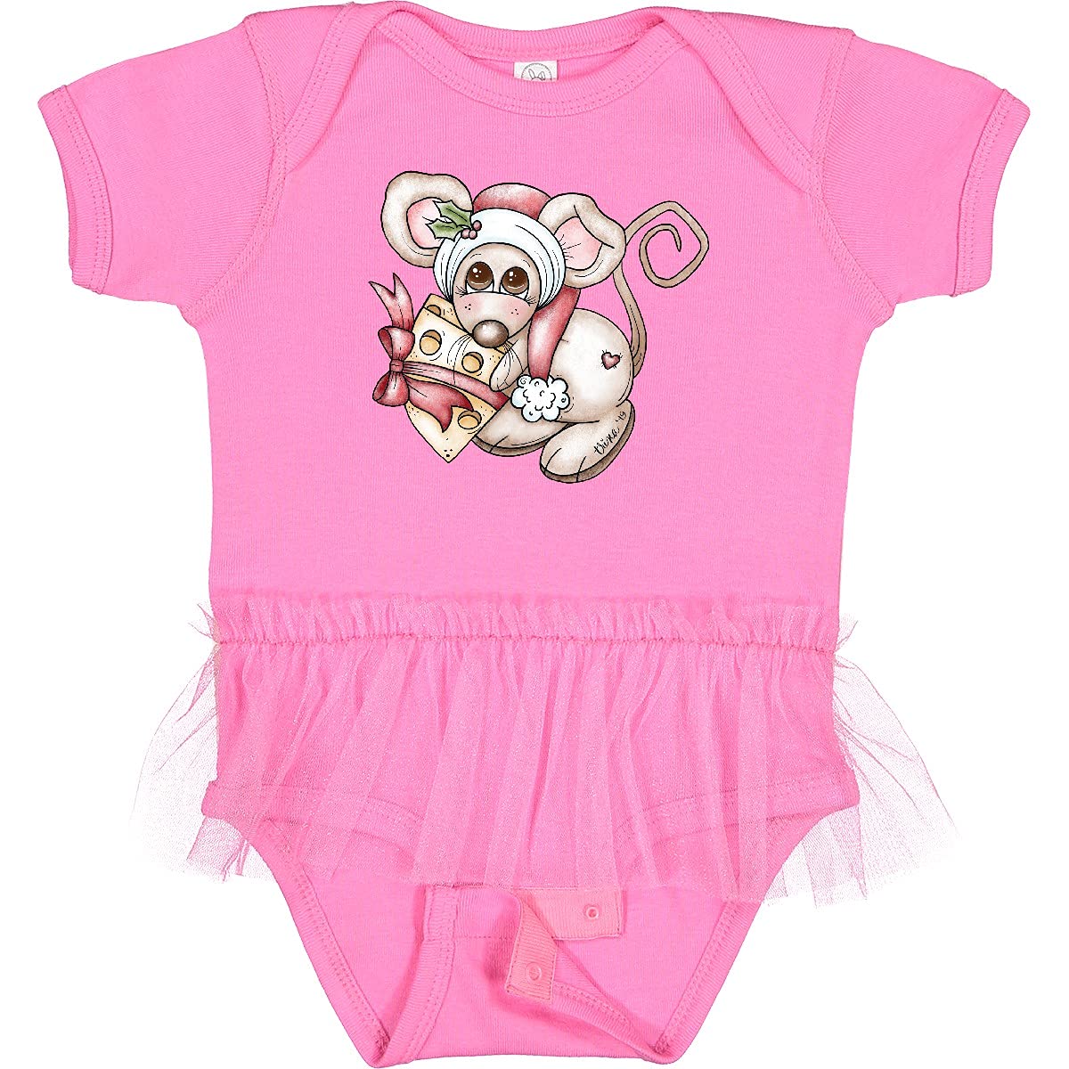 Inktastic Christmas Mouse with Cheese Infant Tutu Bodysuit - Adorable Holiday Outfit for Baby Girls & Boys | Perfect for Christmas Photos, Parties & Family Gatherings
