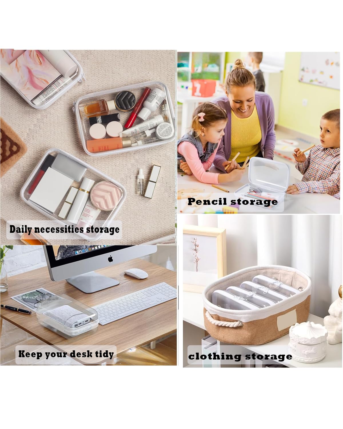 Clear Hard Shell Zipper Case for Pencils, Snacks & Cosmetics - Portable Storage